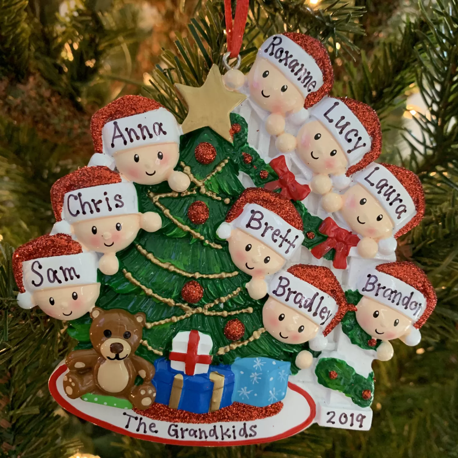 The Jolly Christmas Shop Personalized Ornaments·Family Ornaments | Family Of 9 Around The Christmas Tree Personalized Ornament OR1789-9