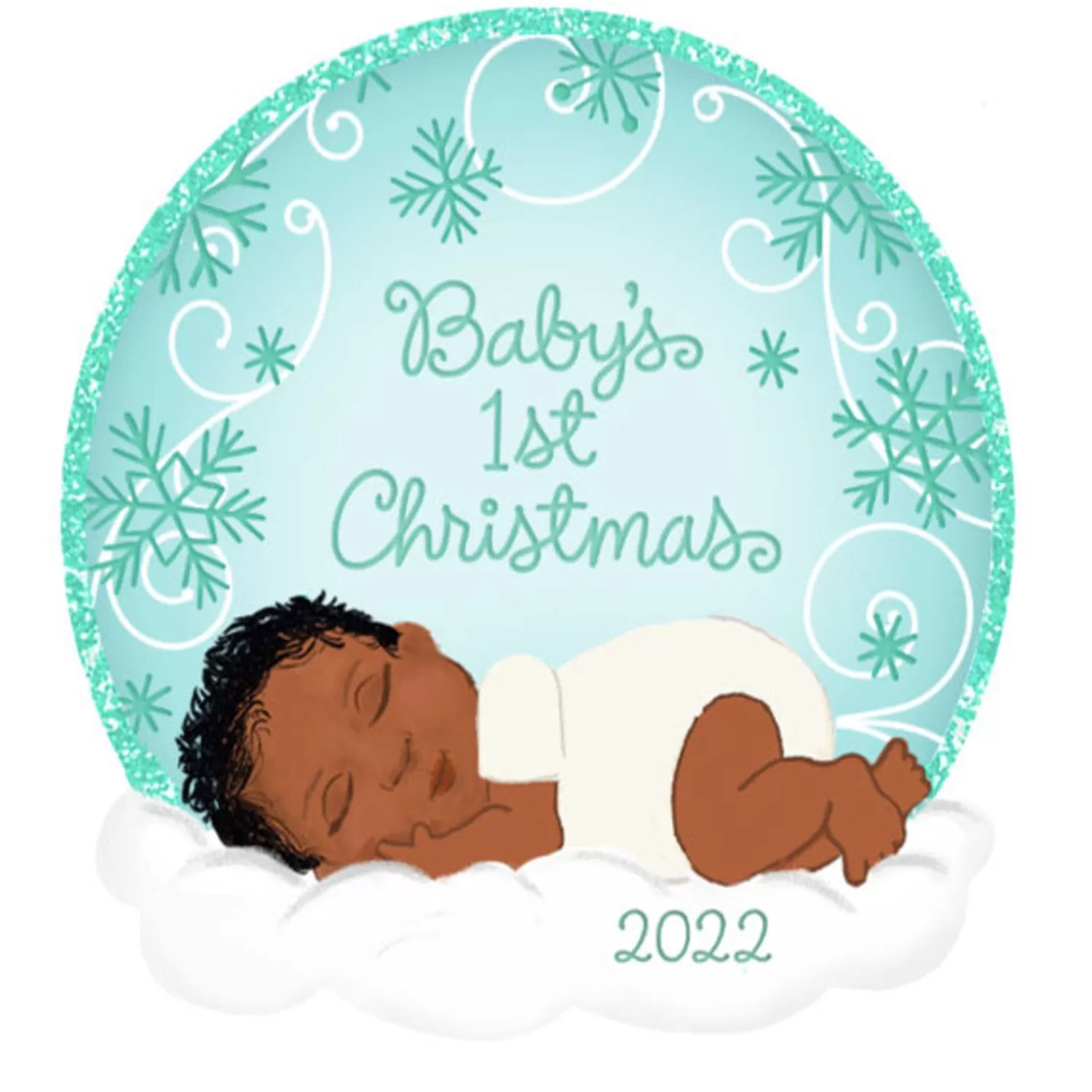 The Jolly Christmas Shop African American Christmas Decorations | Baby's 1St Christmas | Hallmark 3" African American Mahogany Baby's First Christmas Dated 2022 Ornament 1HDA1588