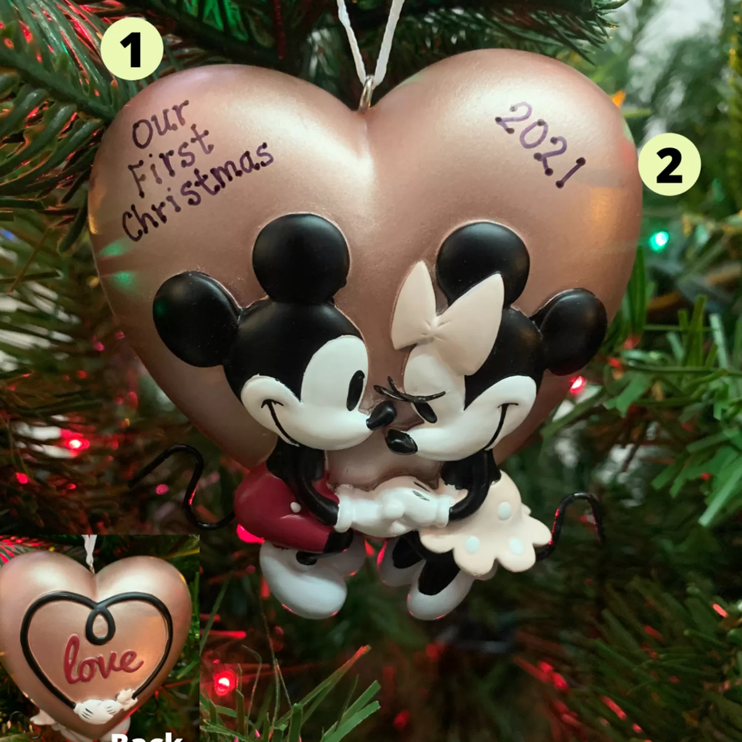 The Jolly Christmas Shop Disney | Personalized Ornaments·Wedding And Engagement Ornaments | Hallmark 3" Mickey And Minnie Love Personalized Christmas Ornament 3HCM1002