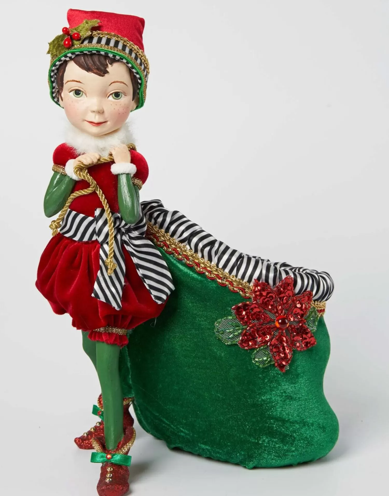 The Jolly Christmas Shop Classic Carols | Elves | Katherine's Collection 12.5" Merry And Bright Elf With Bag Christmas Decorations 28-128276