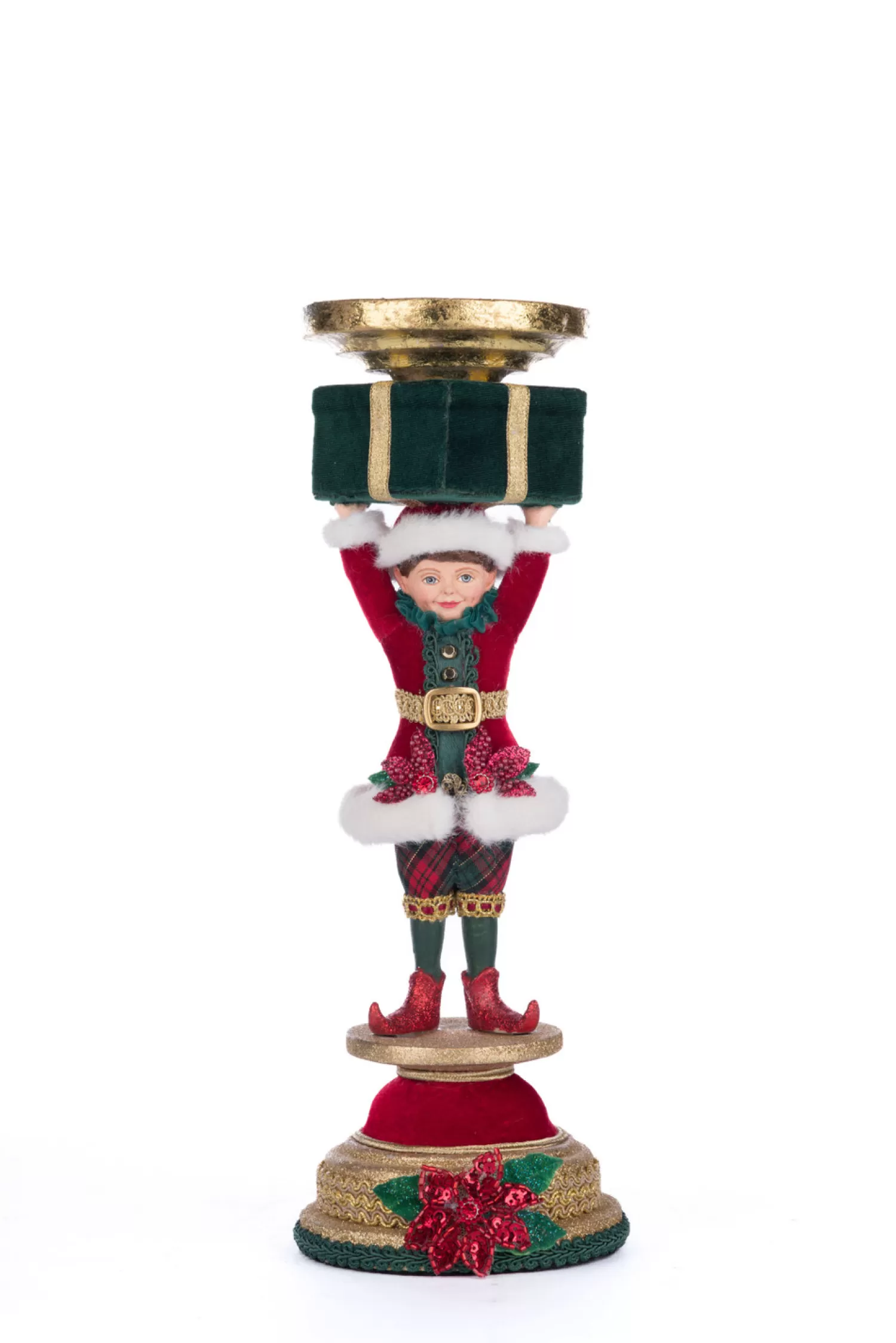 The Jolly Christmas Shop Christmas Traditions | Elves | Katherine's Collection 13" Holiday Magic Elf Christmas Pillar Candle Holder 28-428325