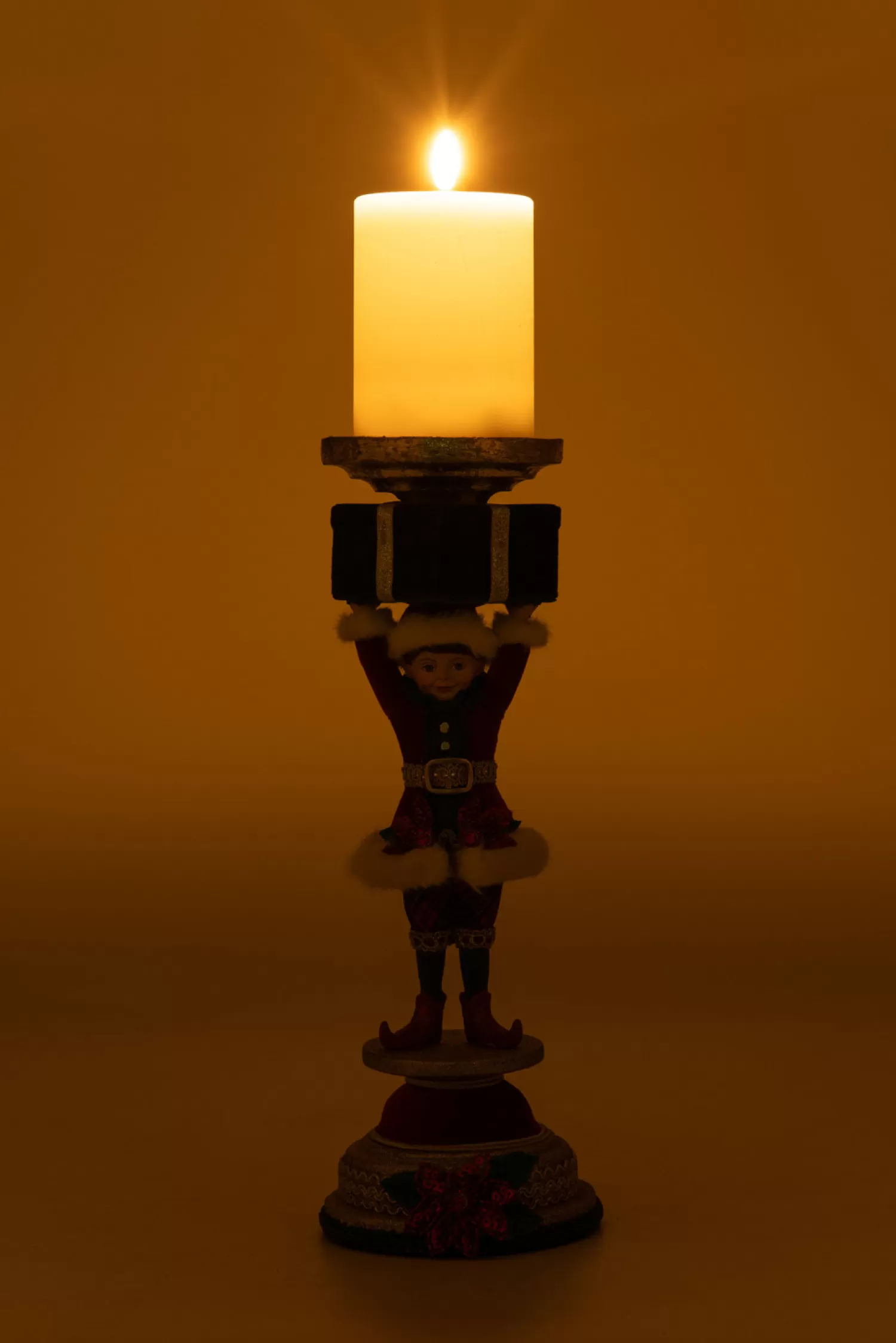 The Jolly Christmas Shop Christmas Traditions | Elves | Katherine's Collection 13" Holiday Magic Elf Christmas Pillar Candle Holder 28-428325