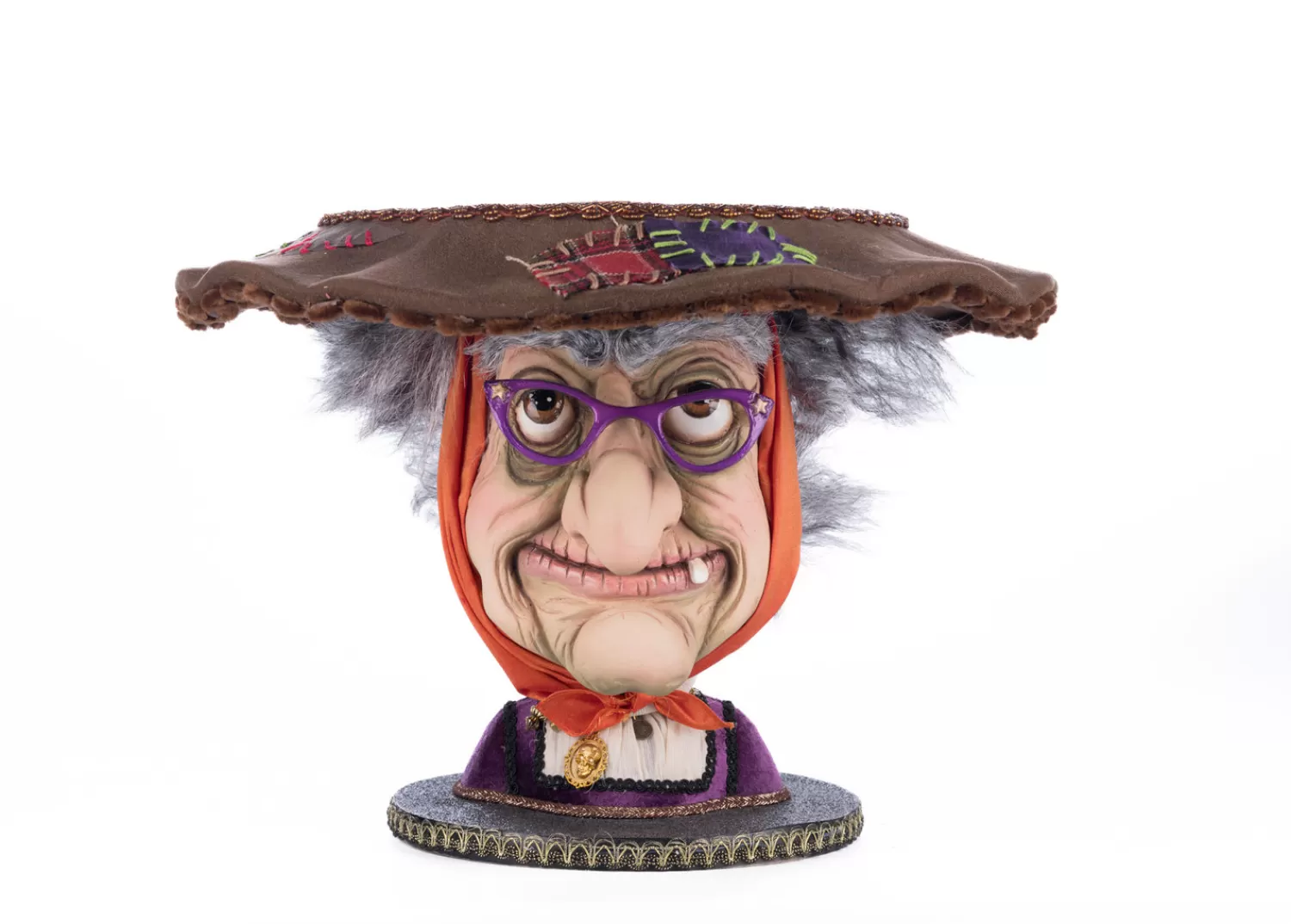 The Jolly Christmas Shop Katherine's Collection Halloween·Broomstick Acres | Katherine's Collection 16" Witch Head Cake Plate Halloween Home Decoration 28-428156