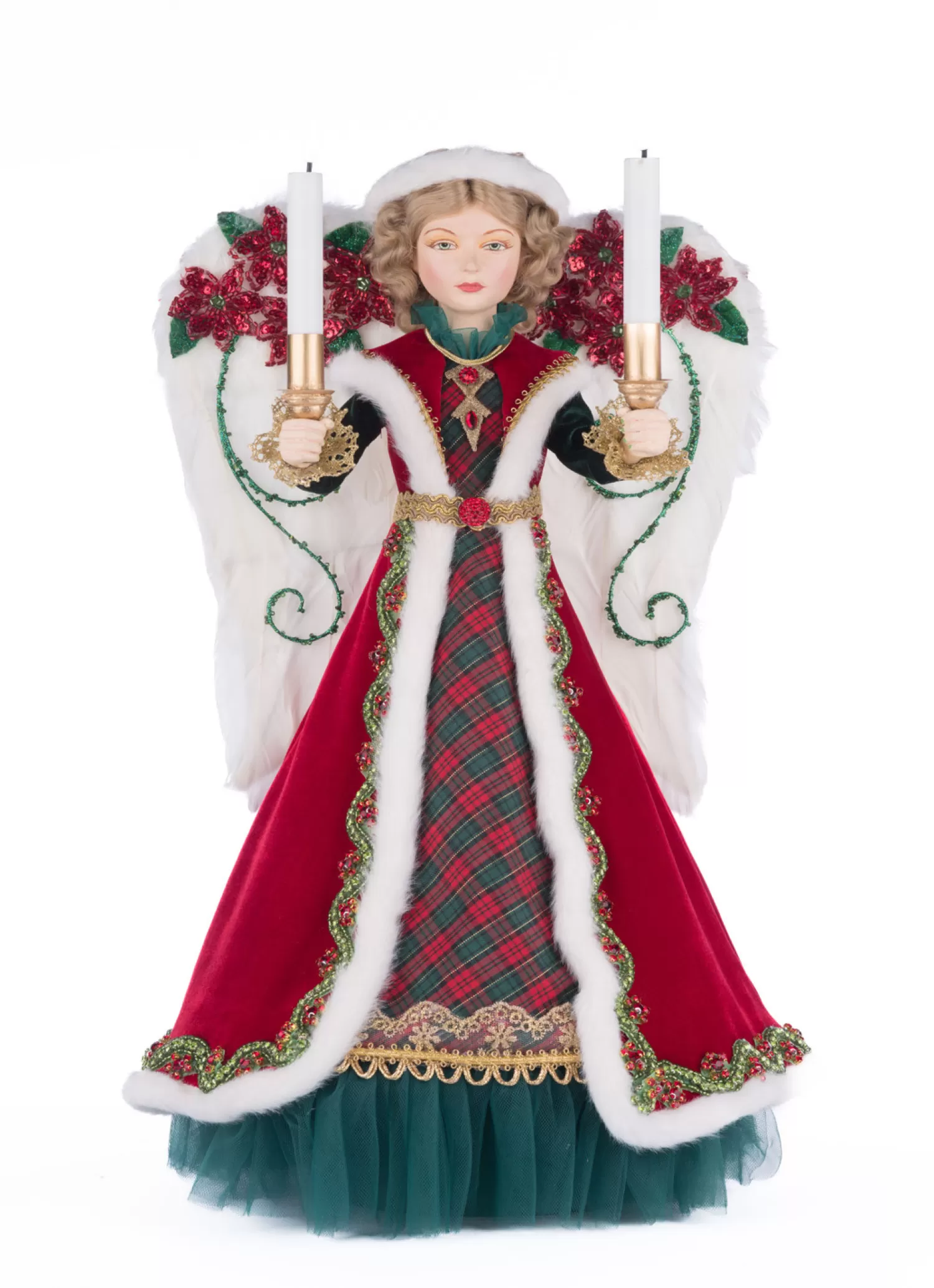 The Jolly Christmas Shop Christmas Traditions | Religious | Katherine's Collection 20" Penelope Poinsettia Angel Lighted Christmas Tree Topper 28-428329