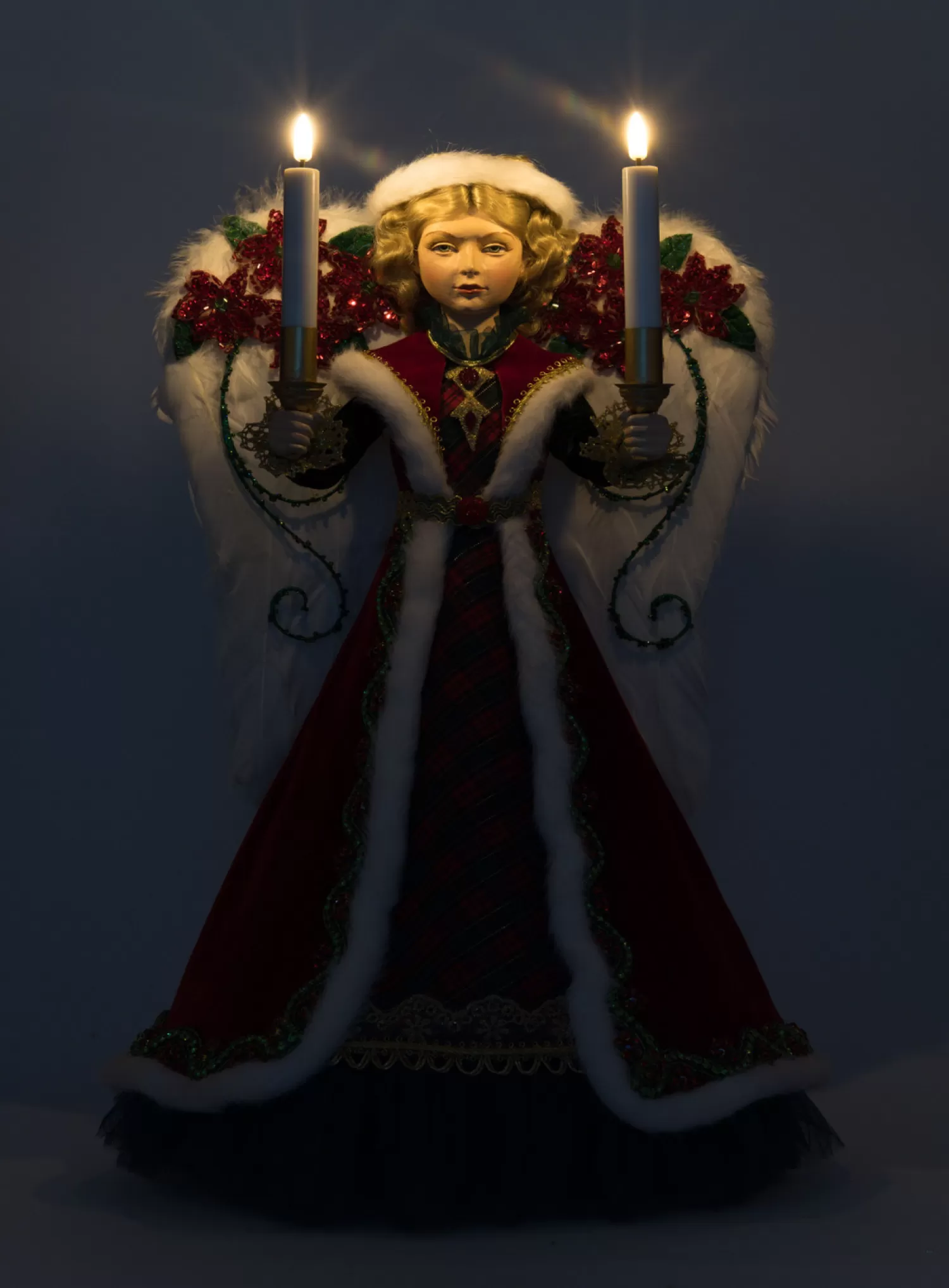 The Jolly Christmas Shop Christmas Traditions | Religious | Katherine's Collection 20" Penelope Poinsettia Angel Lighted Christmas Tree Topper 28-428329