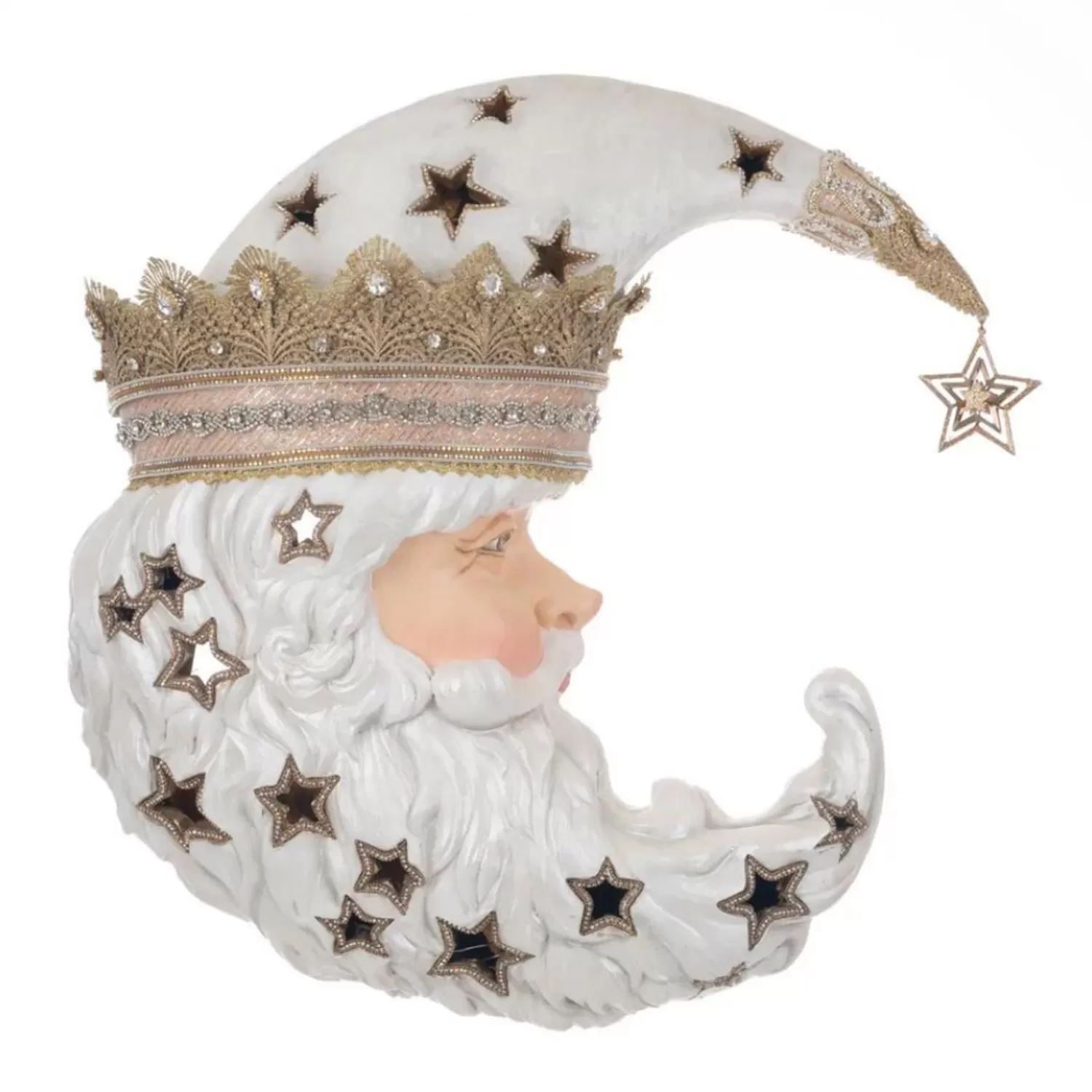 The Jolly Christmas Shop Bon Noel | Santa Christmas Decorations | Katherine's Collection 21" Battery Operated Starry Night Celestial Santa Wall Mask With Lights 28-328060