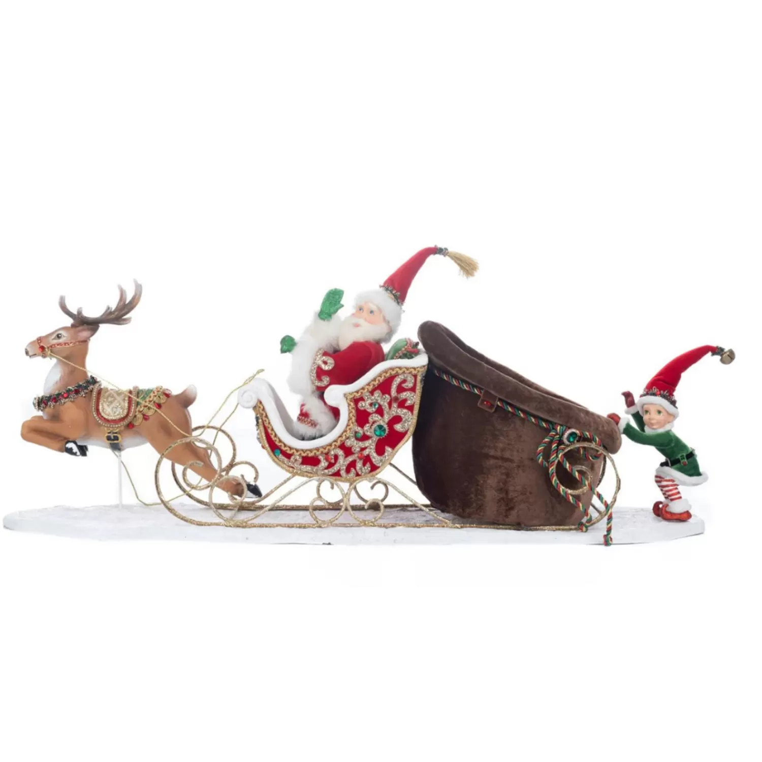 The Jolly Christmas Shop Santa Christmas Decorations | Elves | Katherine's Collection 31.5" Christmas In The City Santa With Elf Catching A Ride 28-328885