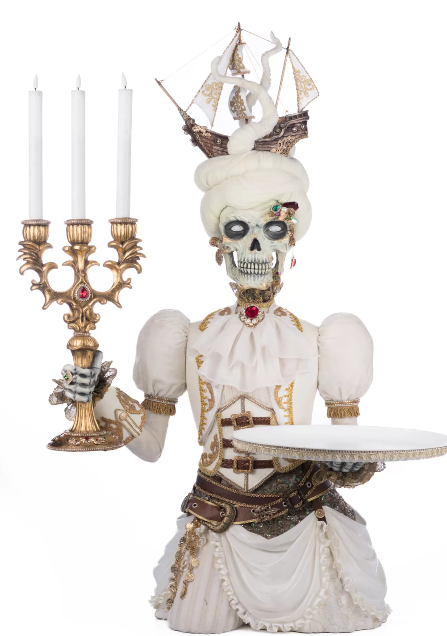 The Jolly Christmas Shop Katherine's Collection Halloween·Treacherous Treasure | Katherine's Collection 39" Lady Adelaid Apparition With Candelabra And Tray Pirate Halloween Decoration 28-428211