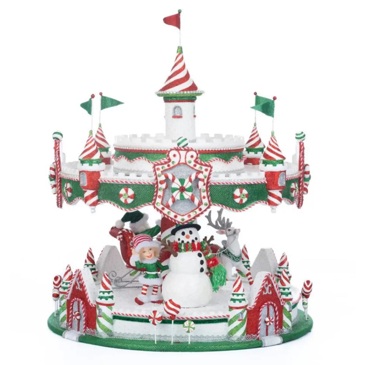 The Jolly Christmas Shop Jingle And Cocoa | Candy And Food | Katherine's Collection 48" Peppermint Palace Christmas Carousel Cupcake Server 28-328043