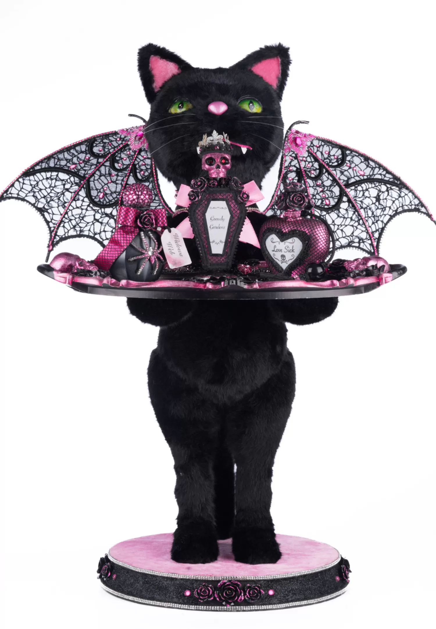 The Jolly Christmas Shop Katherine's Collection Halloween·Pink Panic Possession | Katherine's Collection 7" Noir Cat-Bat Server Halloween Decoration 28-428139