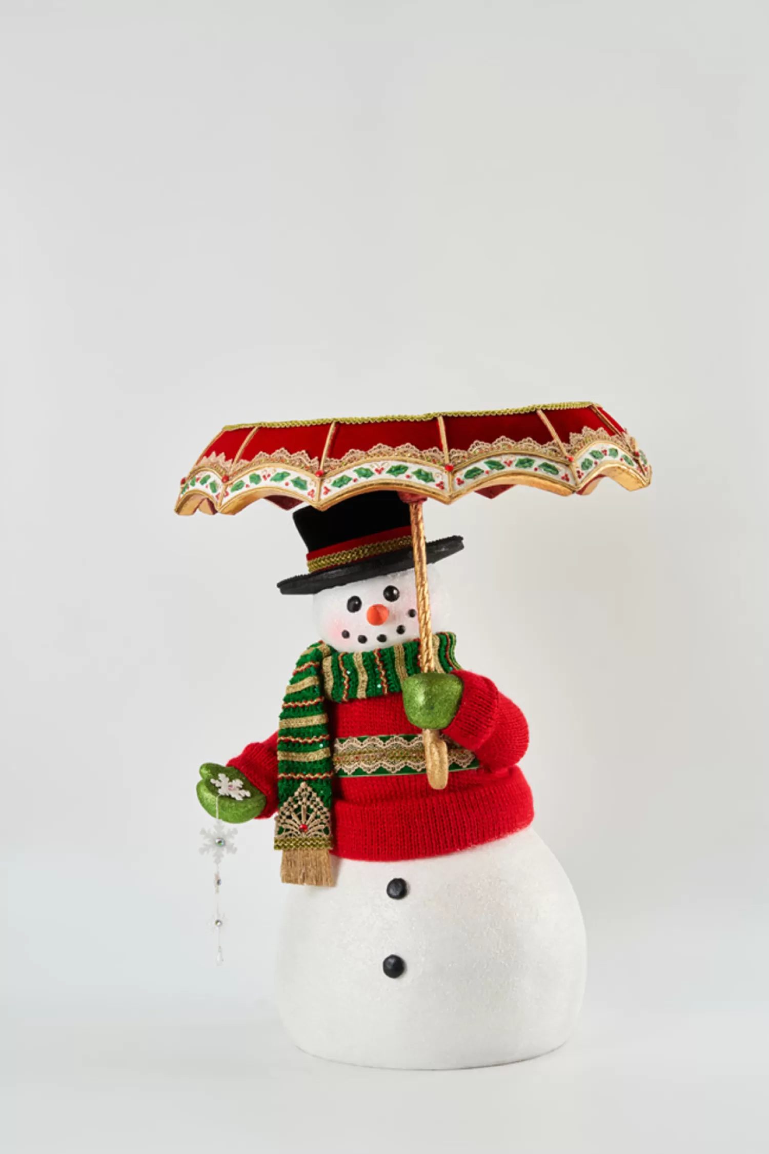 The Jolly Christmas Shop Christmas Traditions | Traditional Christmas Decorations | Katherine's Collection All The Trimmings Snowman With Serving Tray Umbrella 28-228569