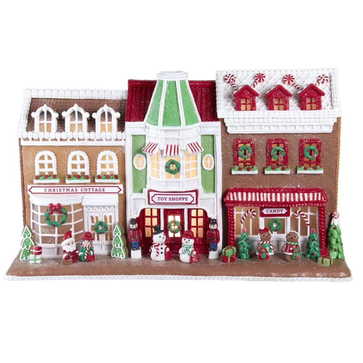 The Jolly Christmas Shop Jingle And Cocoa | Gingerbread | Kurt Adler 10" LED Lighted Claydough Gingerbread House Village Stores GBJ0011