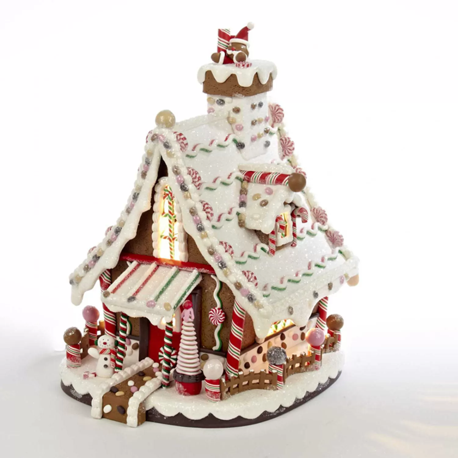 The Jolly Christmas Shop Jingle And Cocoa | Gingerbread | Kurt Adler 12" Electric Lighted Claydough Gingerbread House Christmas Figure J3628