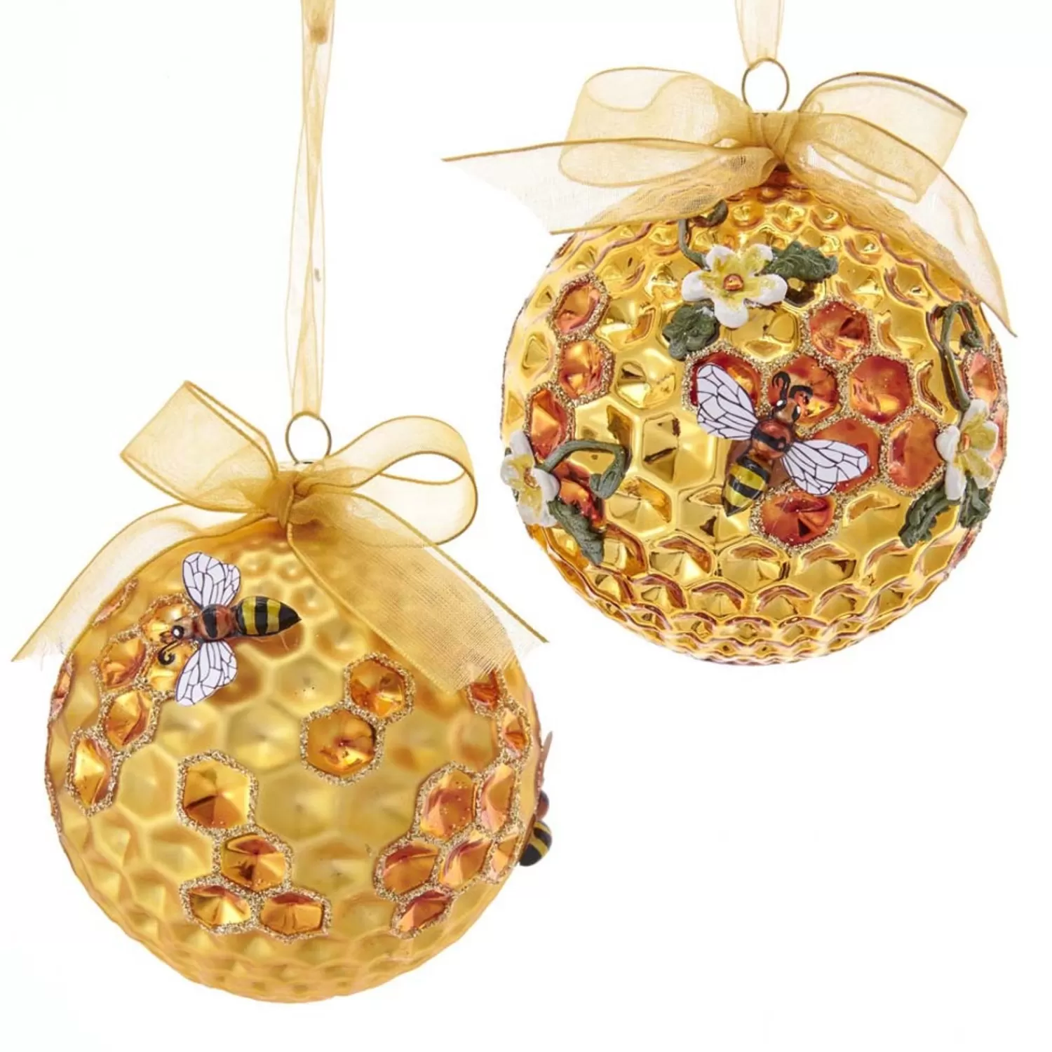 The Jolly Christmas Shop Animals·Wildlife | Animals·Miscellaneous | Kurt Adler 3.5" Gold Faceted Honeycomb Bee Glass Christmas Ornament T2702