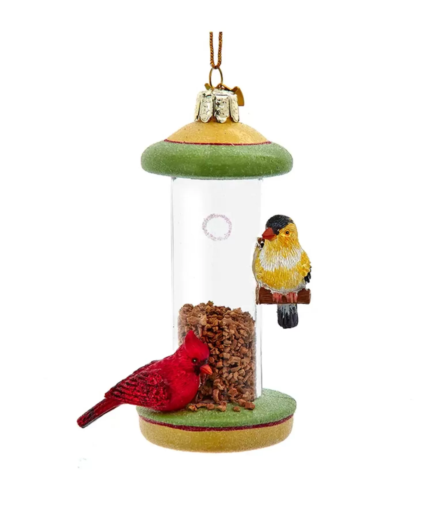 The Jolly Christmas Shop Animals·Wildlife | Animals·Birds | Kurt Adler 4.5" Noble Gems Bird Feeder Glass Christmas Ornament NBX0119