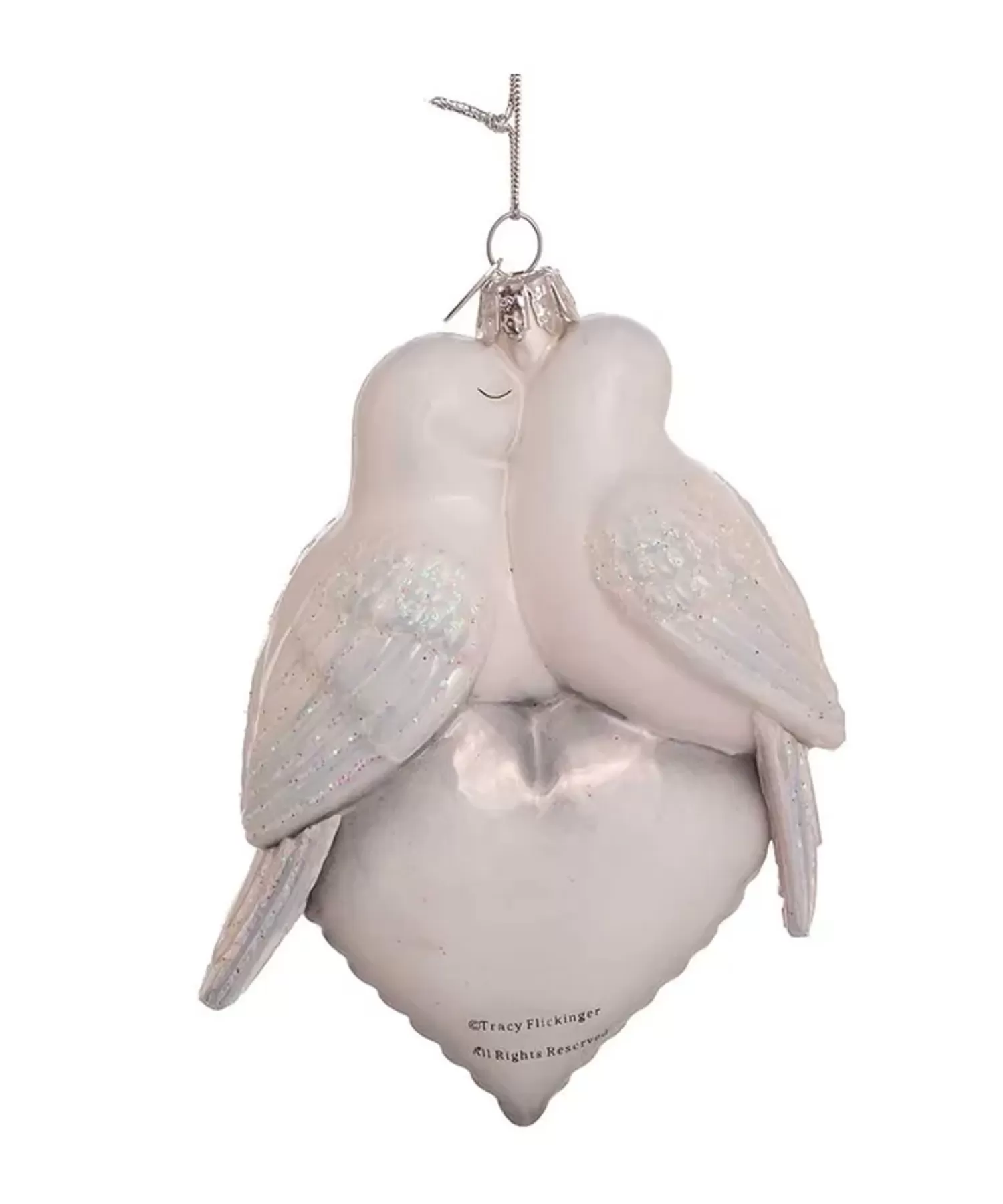 The Jolly Christmas Shop Animals·Birds | Wedding | Kurt Adler 4.75" Noble Gems "Our First Christmas" Doves Glass Christmas Ornament NBX0025