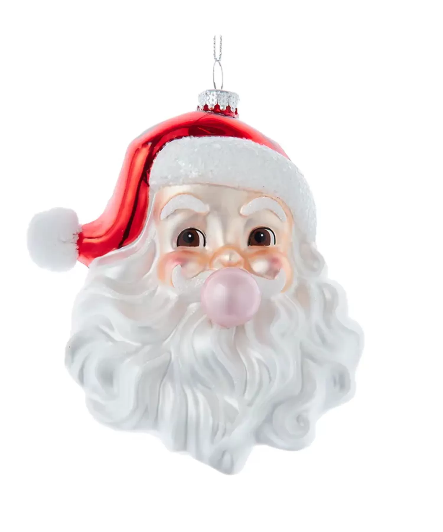 The Jolly Christmas Shop Candy Land | The Candy Shop | Kurt Adler 5.25" Glass Santa Head With Bubble Gum Glass Christmas Ornament T3587