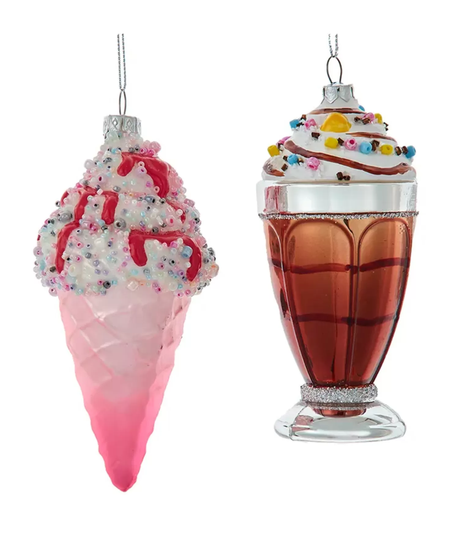 The Jolly Christmas Shop Candy Land | The Candy Shop | Kurt Adler 5.25" Ice Cream Or Soda Float Glass Christmas Ornaments T3585