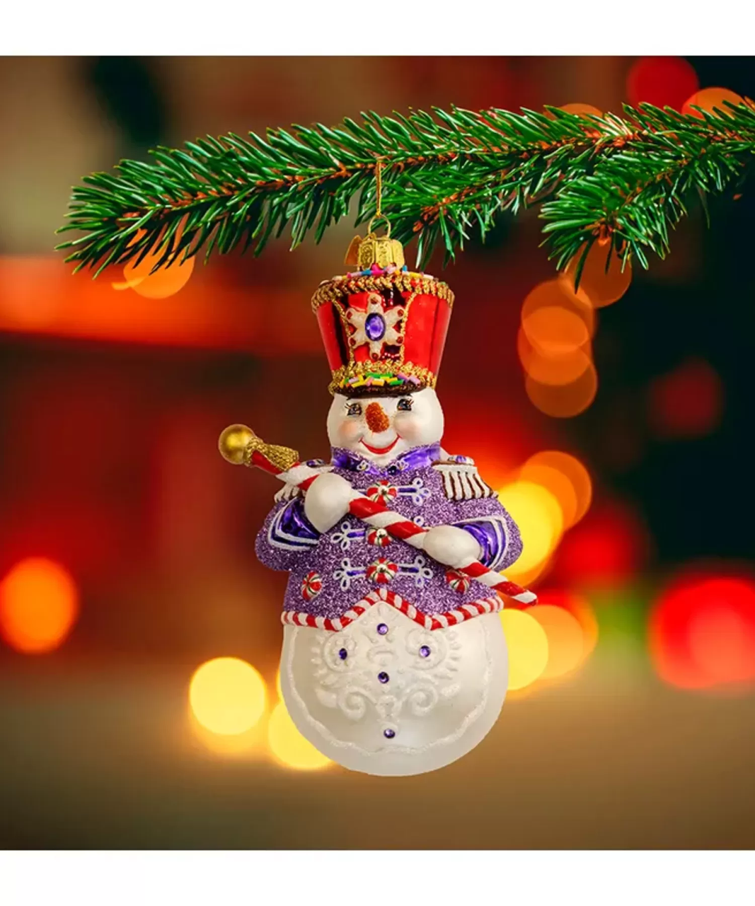 The Jolly Christmas Shop Christmas Traditions | Snowman Christmas Decorations | Kurt Adler 6" Bellissimo Band Leader Snowman Glass Christmas Ornament BELL0042