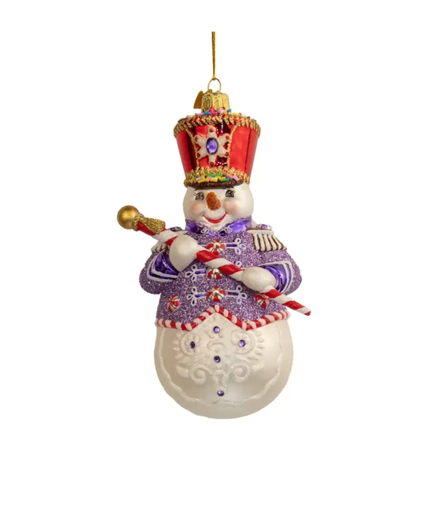 The Jolly Christmas Shop Christmas Traditions | Snowman Christmas Decorations | Kurt Adler 6" Bellissimo Band Leader Snowman Glass Christmas Ornament BELL0042
