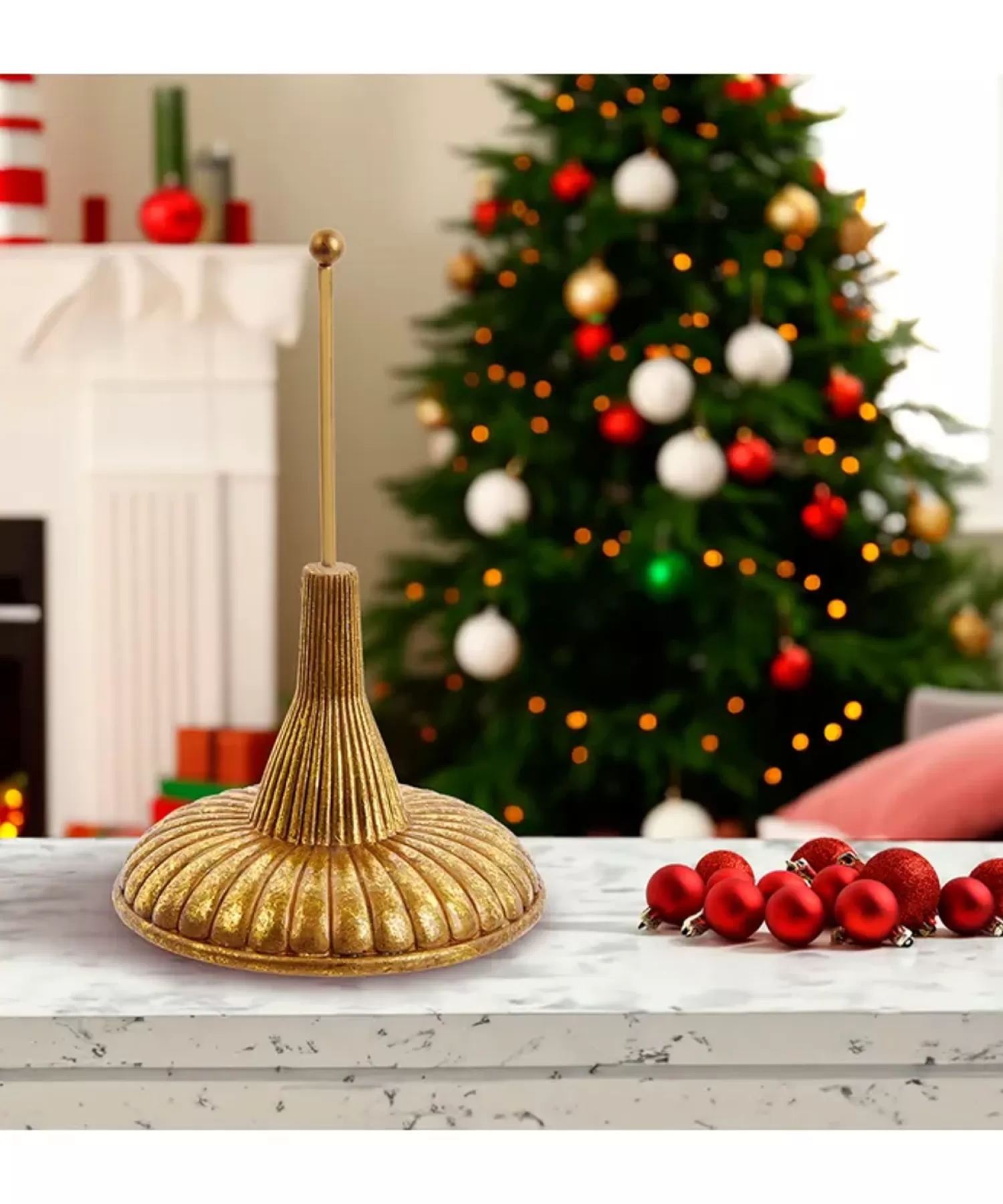 The Jolly Christmas Shop Tree Toppers | Ornament Boxes, Hooks And Stands | Kurt Adler 7" Gold Christmas Tree Topper Finial Holder D4412