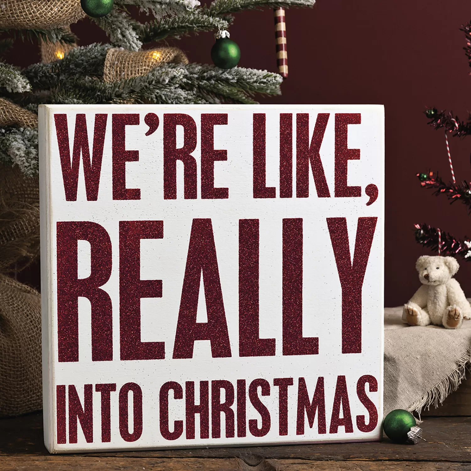 The Jolly Christmas Shop Classic Carols | Tinsel Town | Primitives By Kathy 10" We're Like Really Into Christmas Big Box Sign 110139