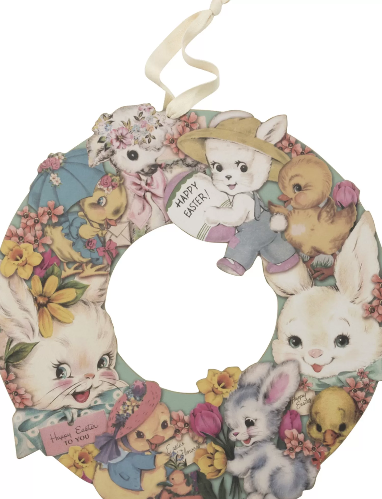 The Jolly Christmas Shop Trees, Wreaths & Garlands | Primitives By Kathy 14" Wooden Easter Bunny Wreath 34805