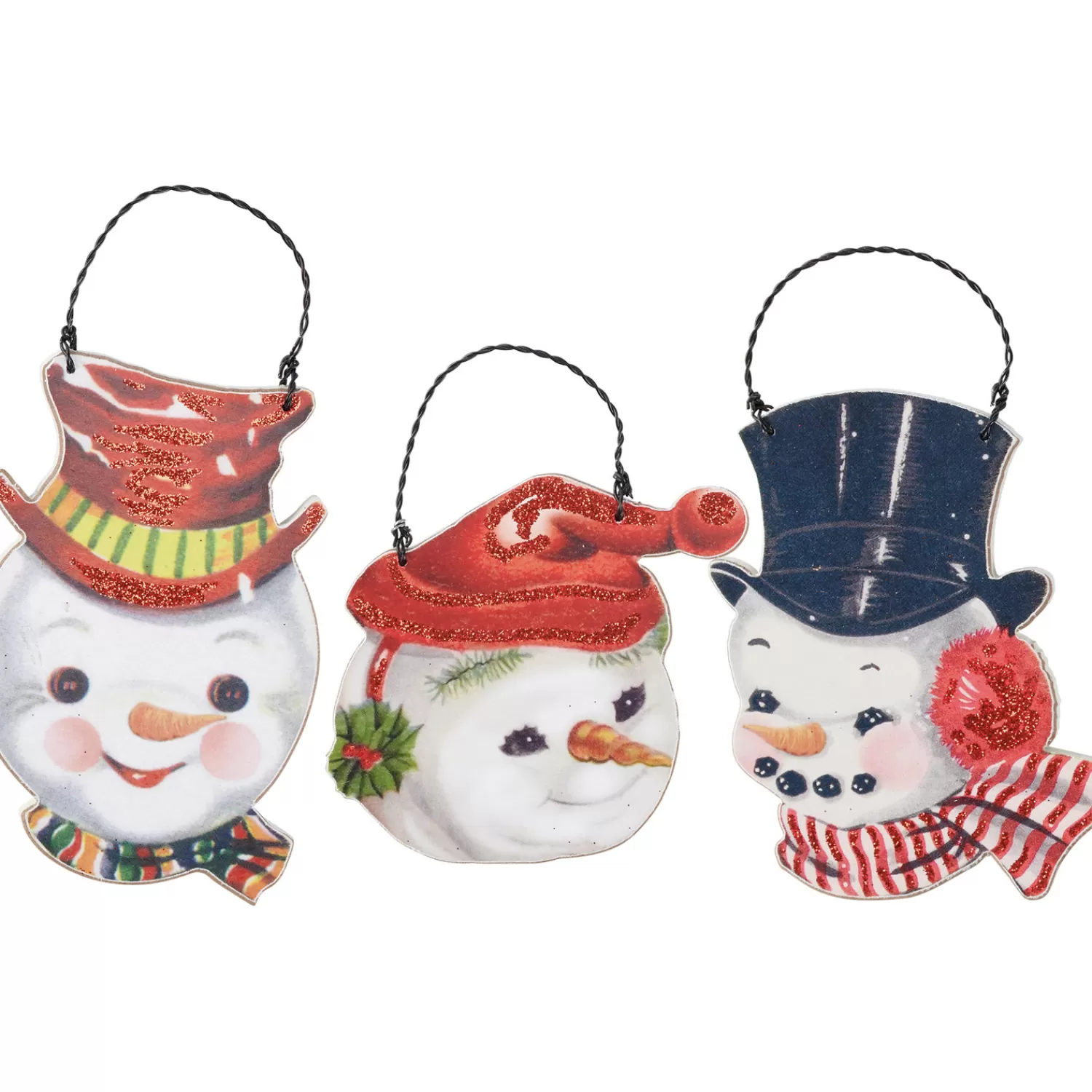 The Jolly Christmas Shop Vintage Reincarnated | Vintage Farm House | Primitives By Kathy Set Of 3 Snowmen Vintage Inspired Christmas Ornaments 115320