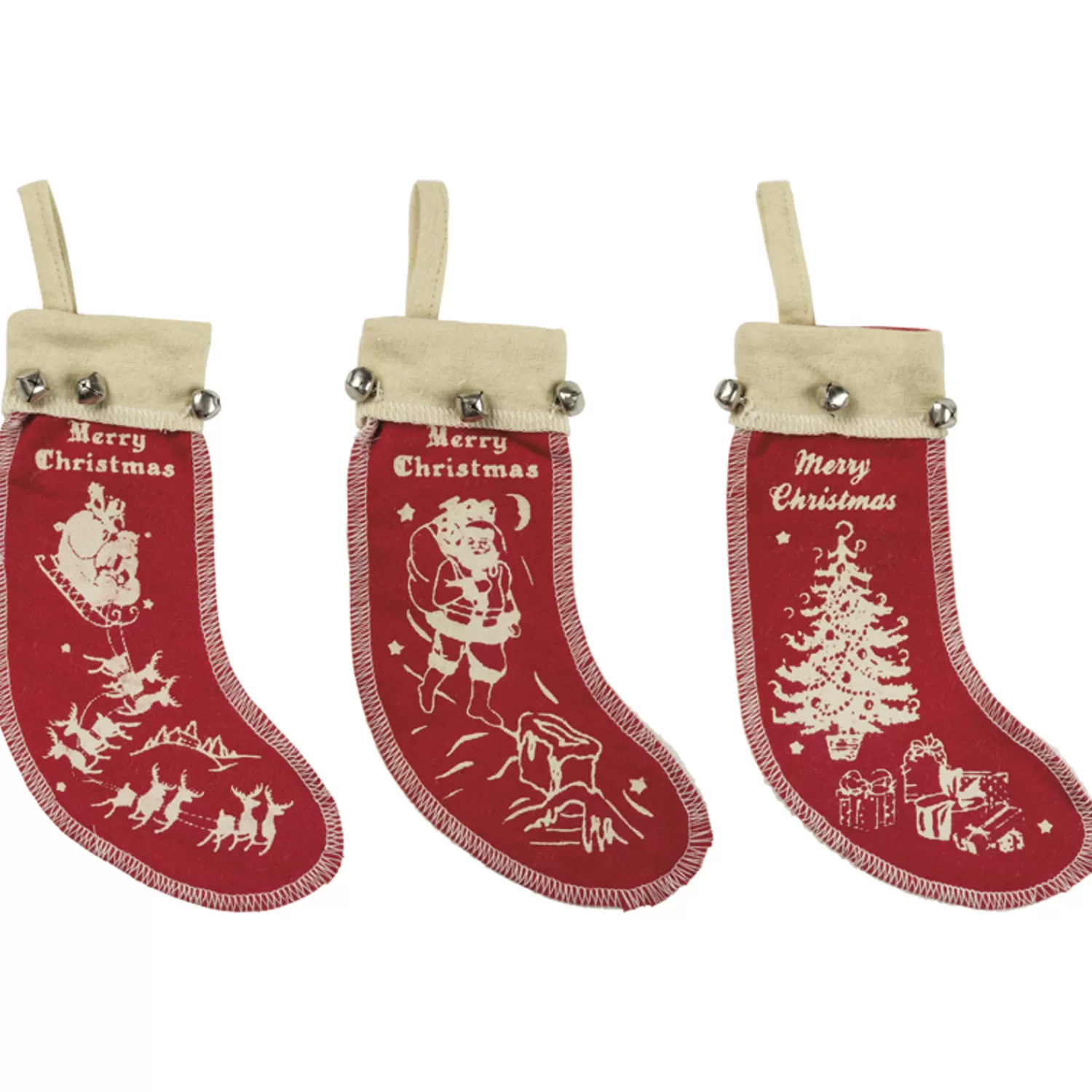 The Jolly Christmas Shop Vintage Reincarnated | Vintage Decorations | Primitives By Kathy Vintage Small Felt Stocking Ornament Set Of 3 1024