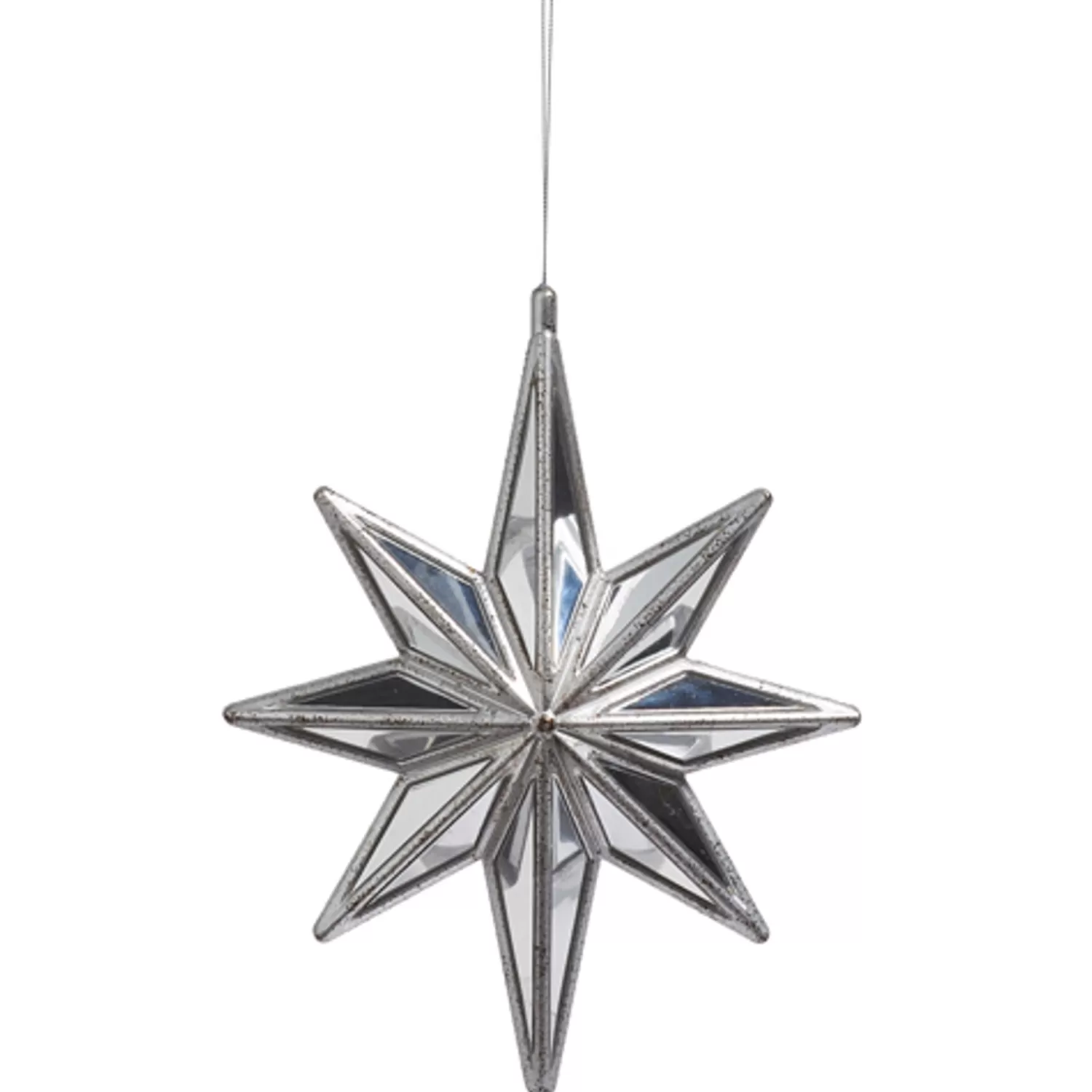 The Jolly Christmas Shop Snowflake Soiree | Star Ornaments | Raz 10.5" Silver Mirrored Star Christmas Ornament 4416409
