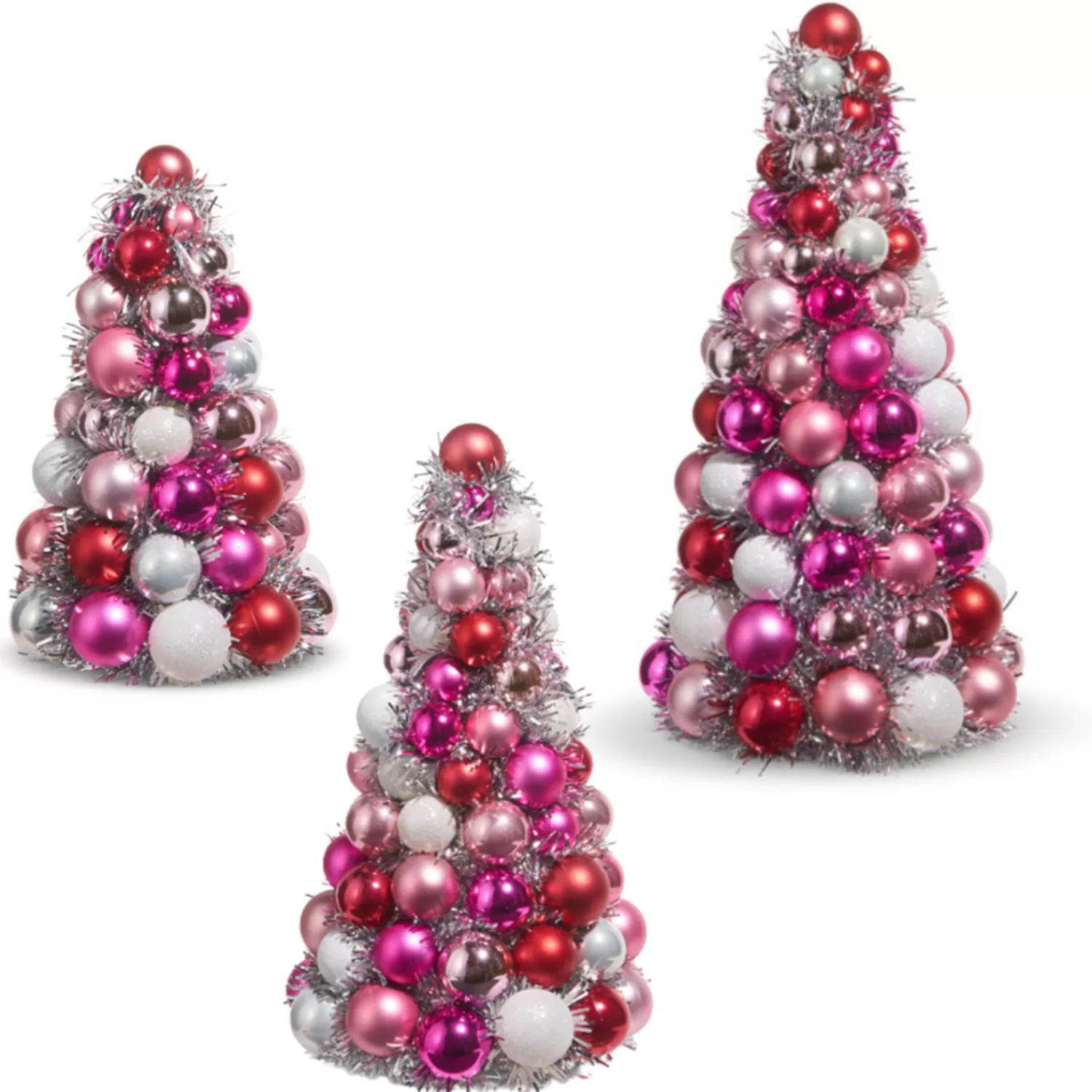 The Jolly Christmas Shop Jingle And Cocoa | A Blushing Holiday | Raz 10", 13", Or 15.5" Pink And Silver Ball Ornament Christmas Tree Decoration