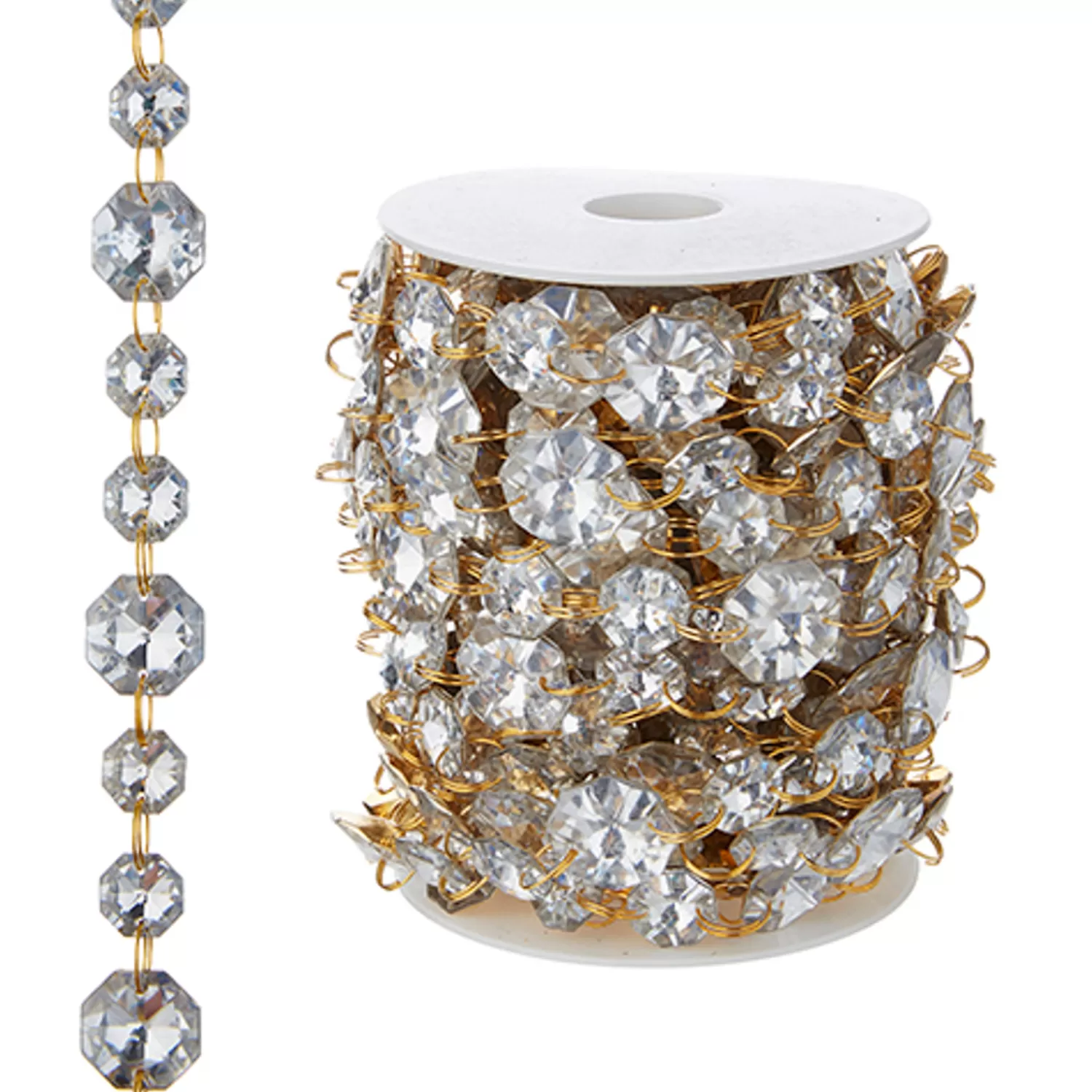The Jolly Christmas Shop Bon Noel | Snowflake Soiree | Raz 10 Yd Gold And Jewel Crystal Christmas Garland G4202292
