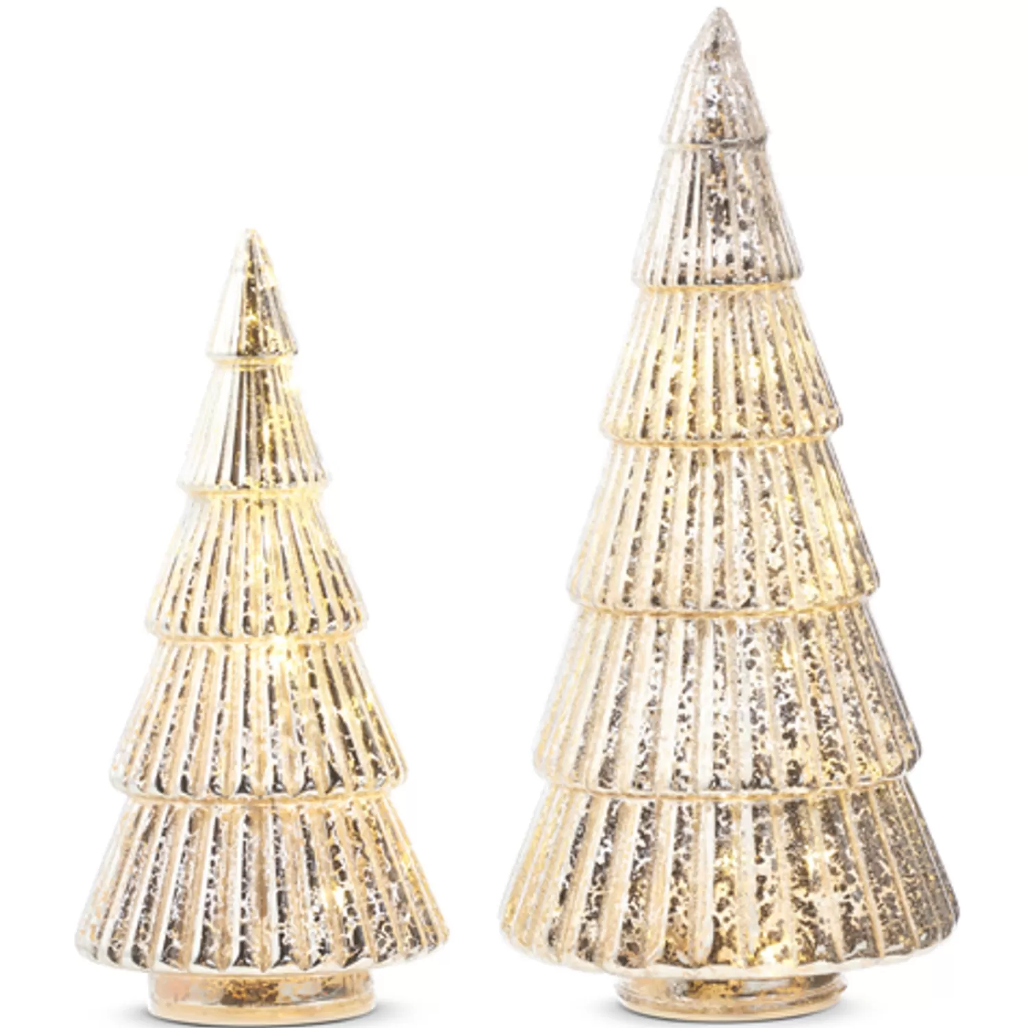 The Jolly Christmas Shop Bon Noel | Champagne Wishes | Raz 11.5" Lighted Champagne Ribbed Glass Trees Christmas Decoration 4324551