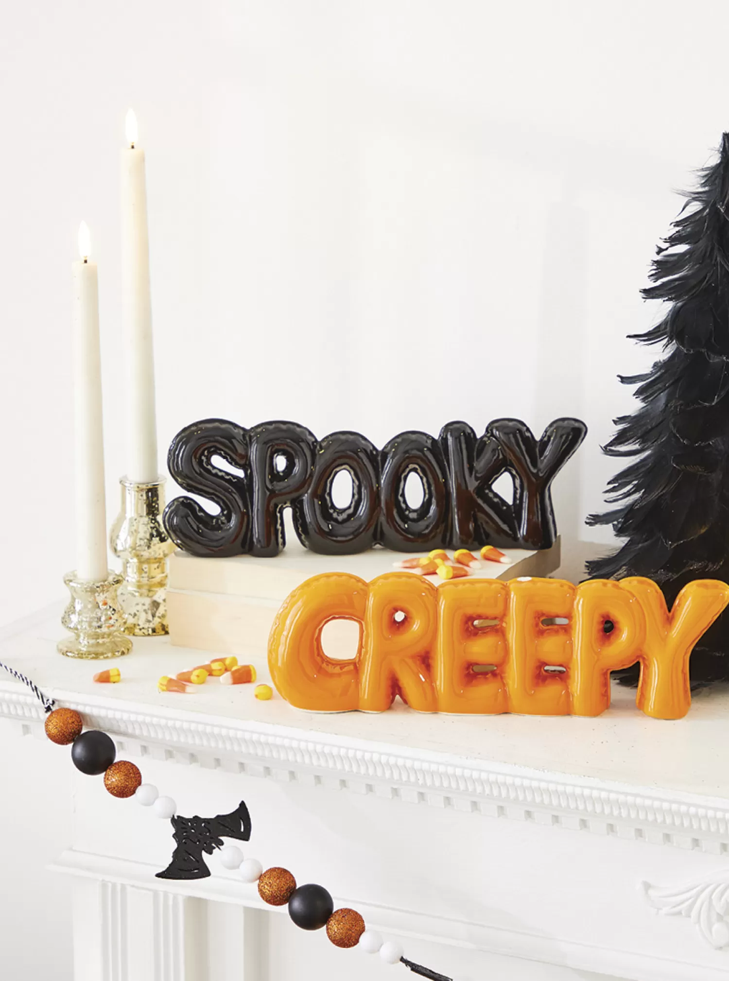 The Jolly Christmas Shop Halloween Indoor Decorations | Raz 11.75" High Shine Creepy Or Spooky Halloween Word Art Decoration 4209882