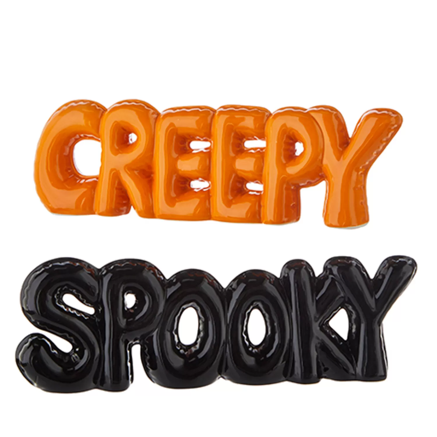 The Jolly Christmas Shop Halloween Indoor Decorations | Raz 11.75" High Shine Creepy Or Spooky Halloween Word Art Decoration 4209882