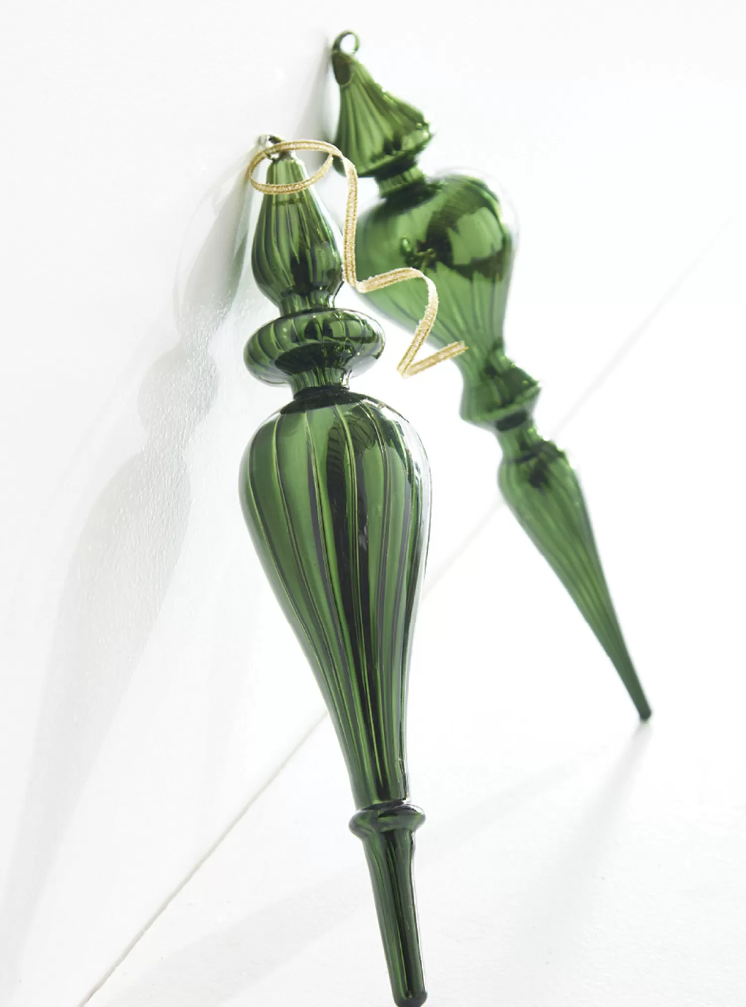 The Jolly Christmas Shop All Is Calm | Christmas Traditions | Raz 11.75" Large Green Finial Glass Christmas Ornament 4222831