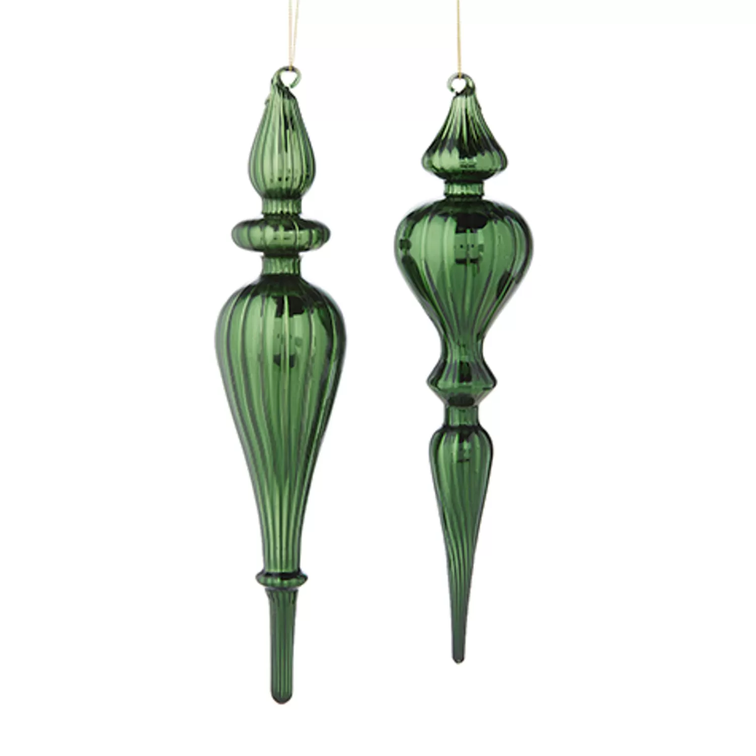 The Jolly Christmas Shop All Is Calm | Christmas Traditions | Raz 11.75" Large Green Finial Glass Christmas Ornament 4222831