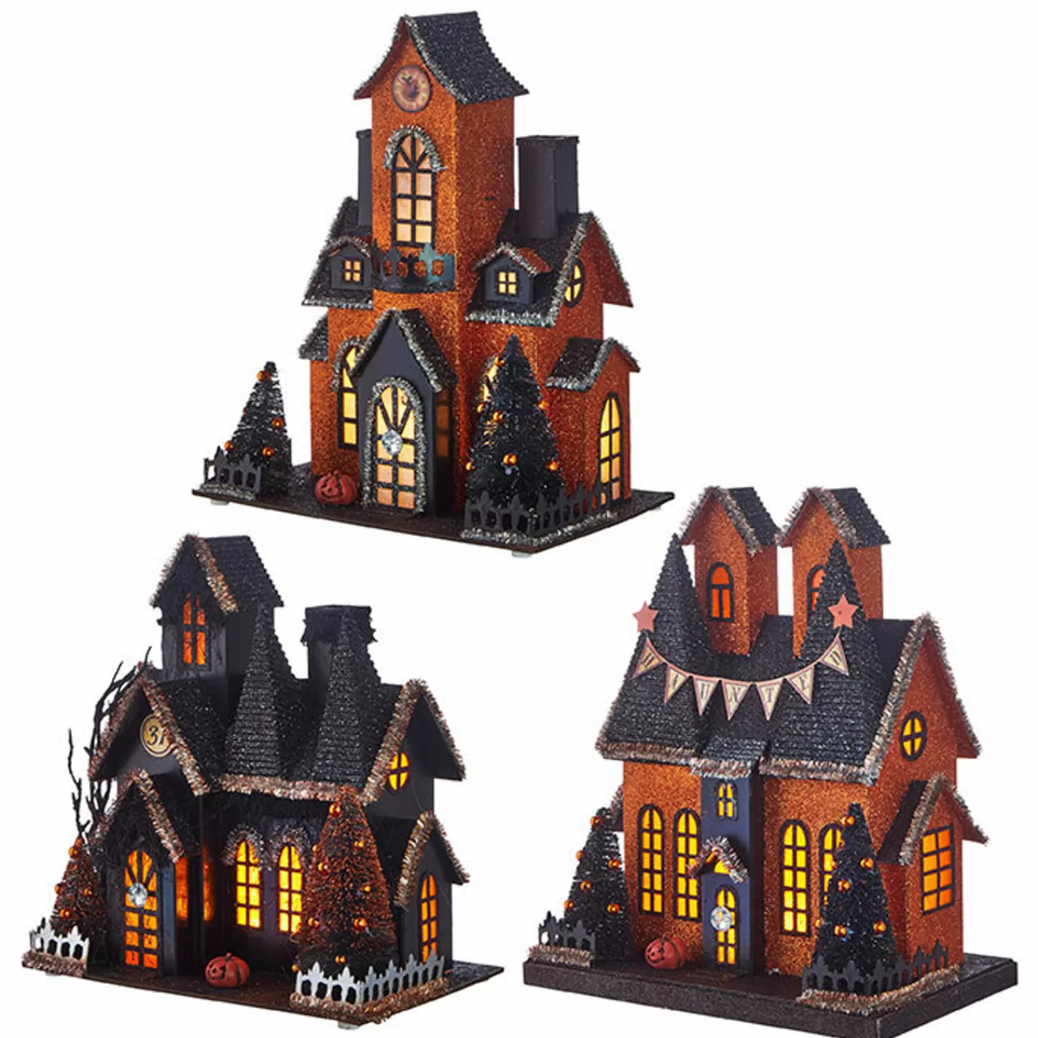 The Jolly Christmas Shop Halloween Indoor Decorations | Raz 12.25" Battery Operated Lighted Haunted House Halloween Decoration 4012528