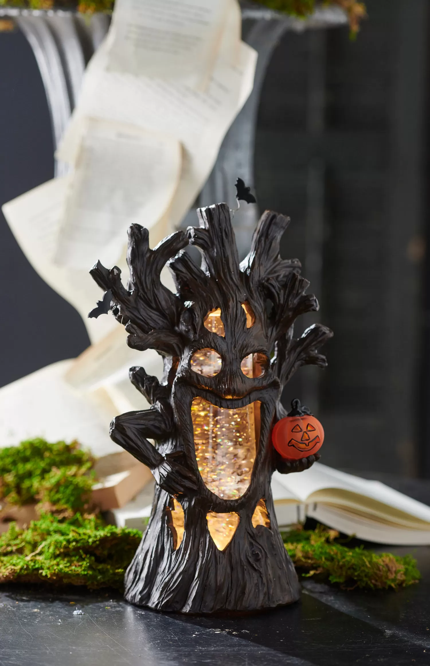 The Jolly Christmas Shop Halloween Indoor Decorations | Raz 12.5" Halloween Haunted Tree Decoration With Lighted Water Globe 4419277