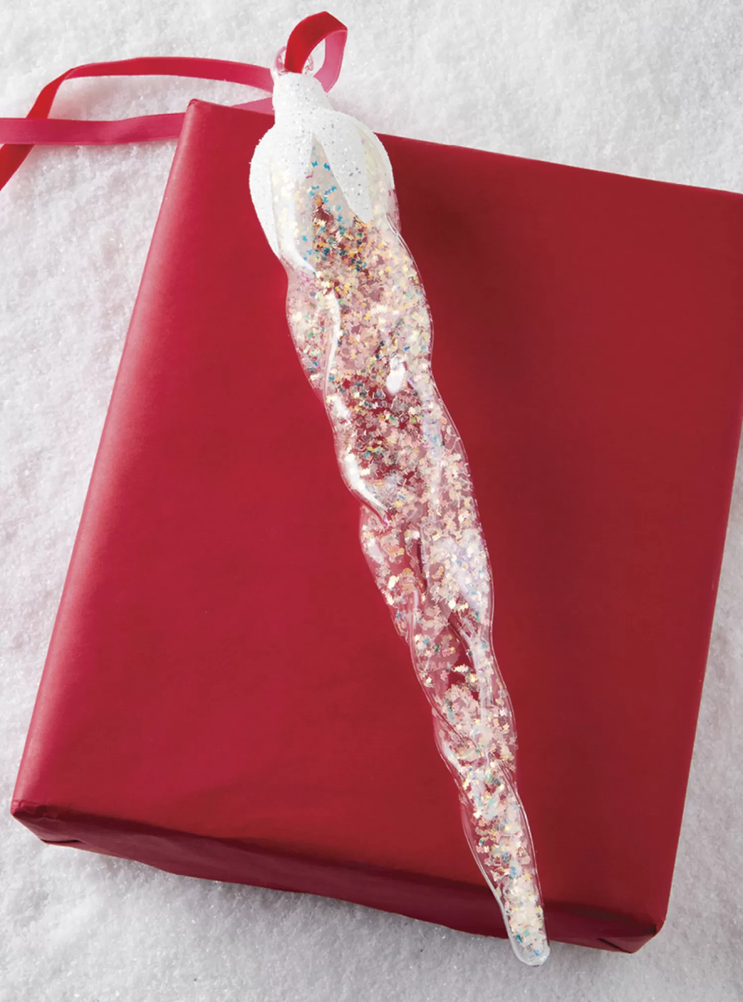 The Jolly Christmas Shop Dashing Through The Snow | Snow Christmas Decorations | Raz 12.5" Large Frosted Icicle Glass Christmas Ornament 4124570