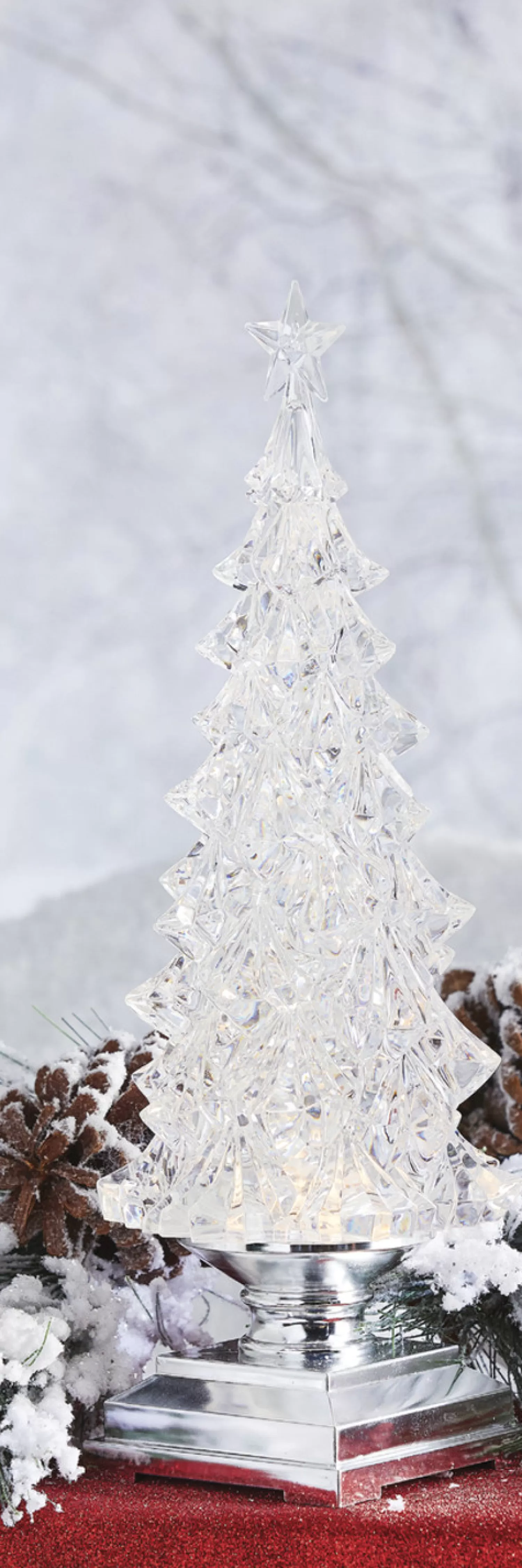 The Jolly Christmas Shop Dashing Through The Snow | Bon Noel | Raz 12.5" LED Lighted Tree With Swirling Glitter Water Globe Christmas Decoration 4119048