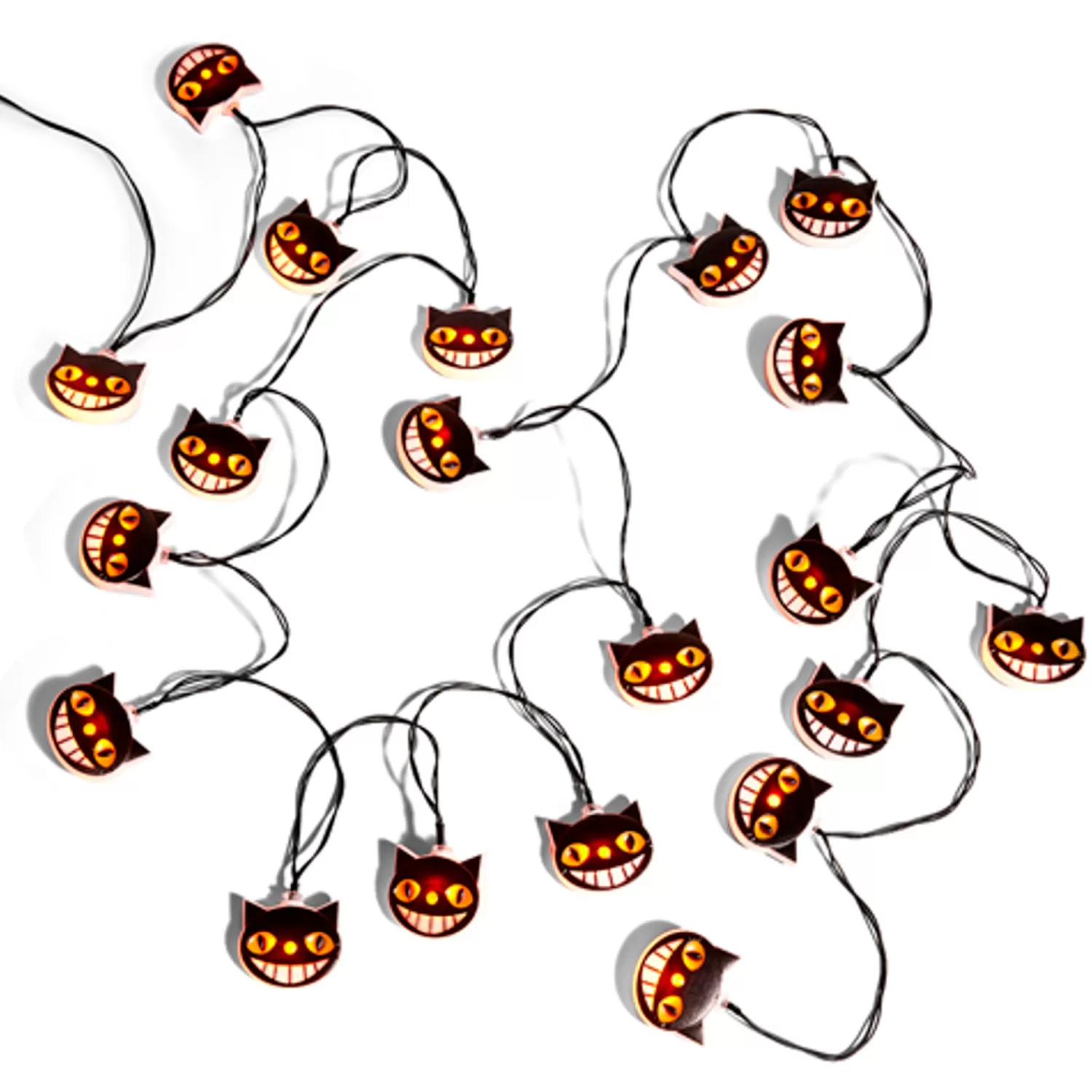 The Jolly Christmas Shop Vintage Halloween Decorations | Halloween Lights | Raz 12.5' Scaredy Cat String Lights On Black Wire Halloween Lights L4437010