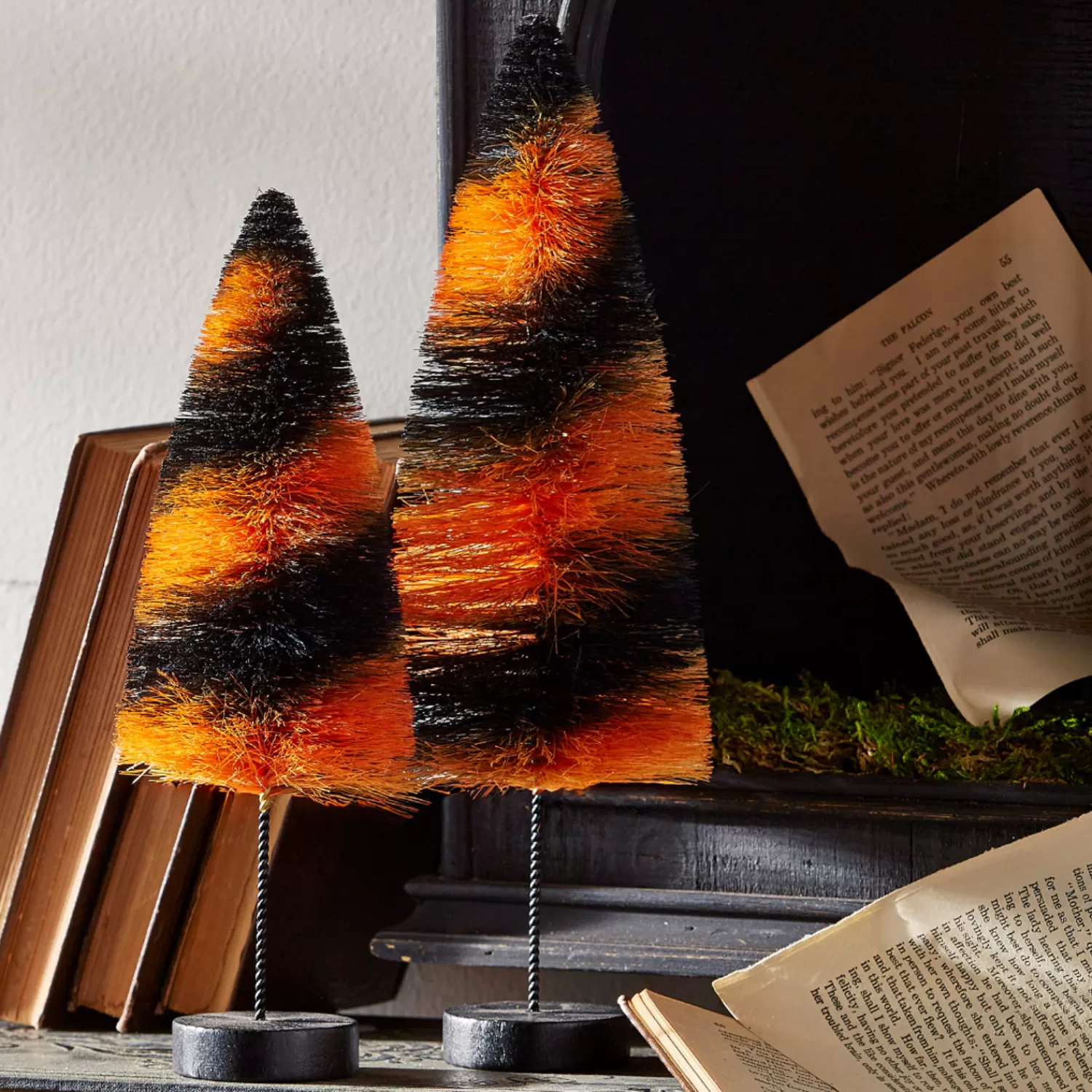 The Jolly Christmas Shop Halloween Indoor Decorations | Raz 12" Black And Orange Bottle Brush Halloween Trees 4420025