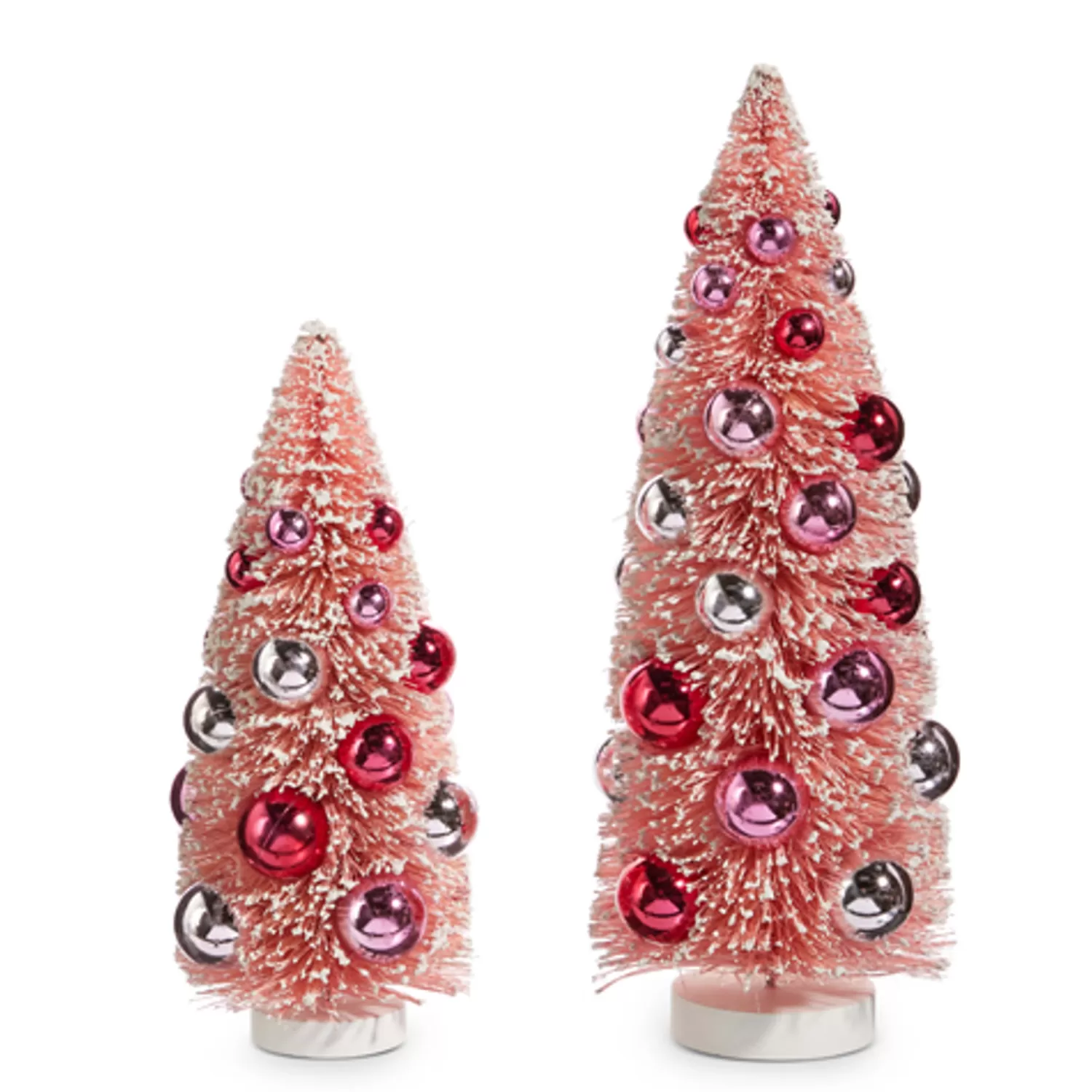 The Jolly Christmas Shop Jingle And Cocoa | A Blushing Holiday | Raz 12" Pink Christmas Bottle Brush Tree With Ornaments 4416190