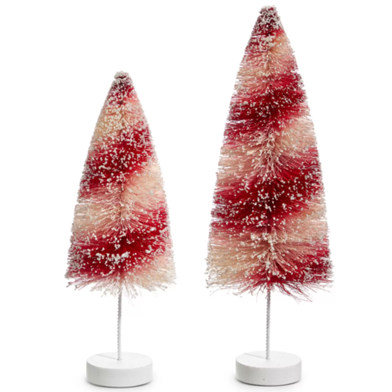 The Jolly Christmas Shop Candy Land | The Candy Shop | Raz 12" Red And White Bottle Brush Tree Set Christmas Decoration 4420040