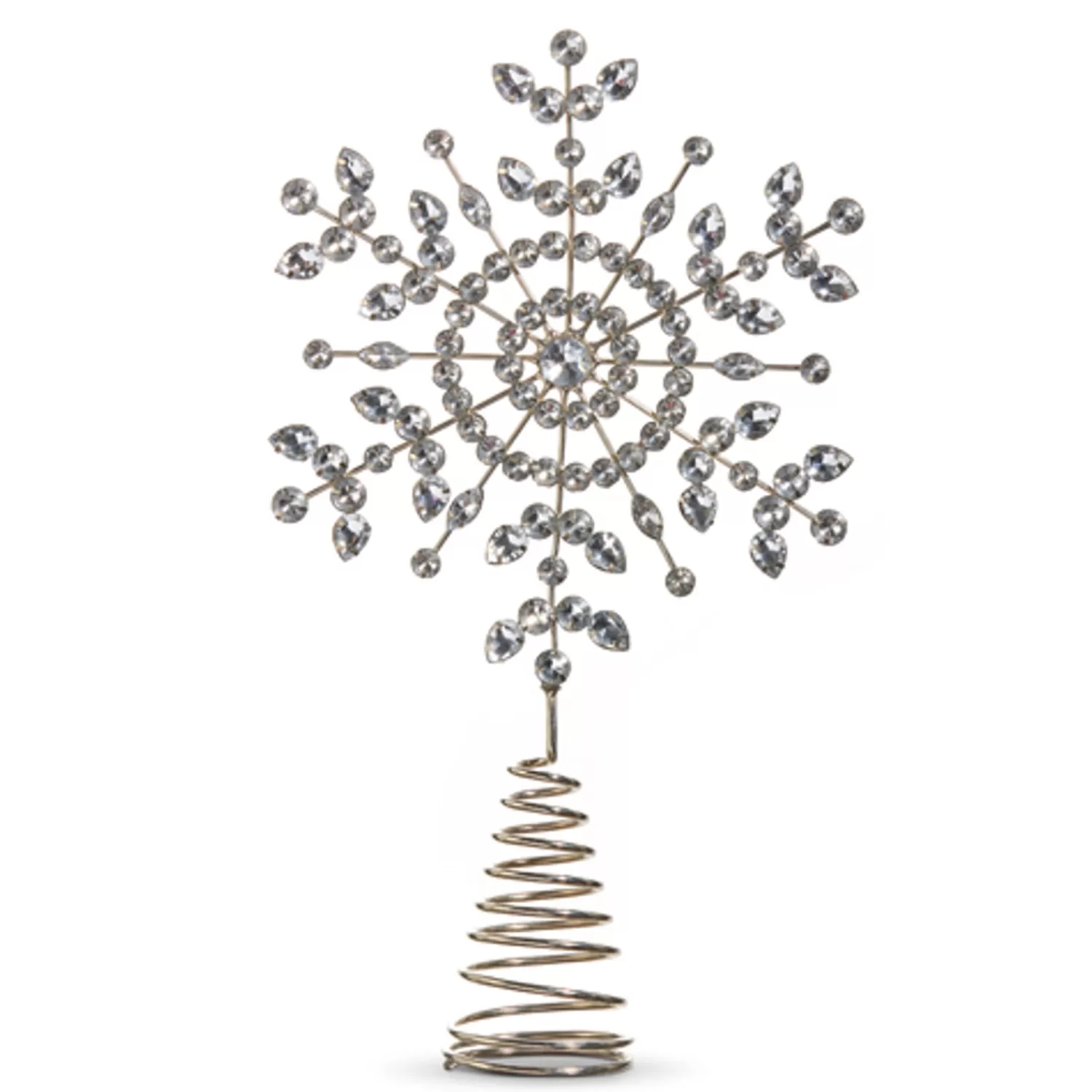 The Jolly Christmas Shop Snowflake Soiree | Snow Christmas Decorations | Raz 12" Silver Jeweled Snowflake Tree Topper 4403610