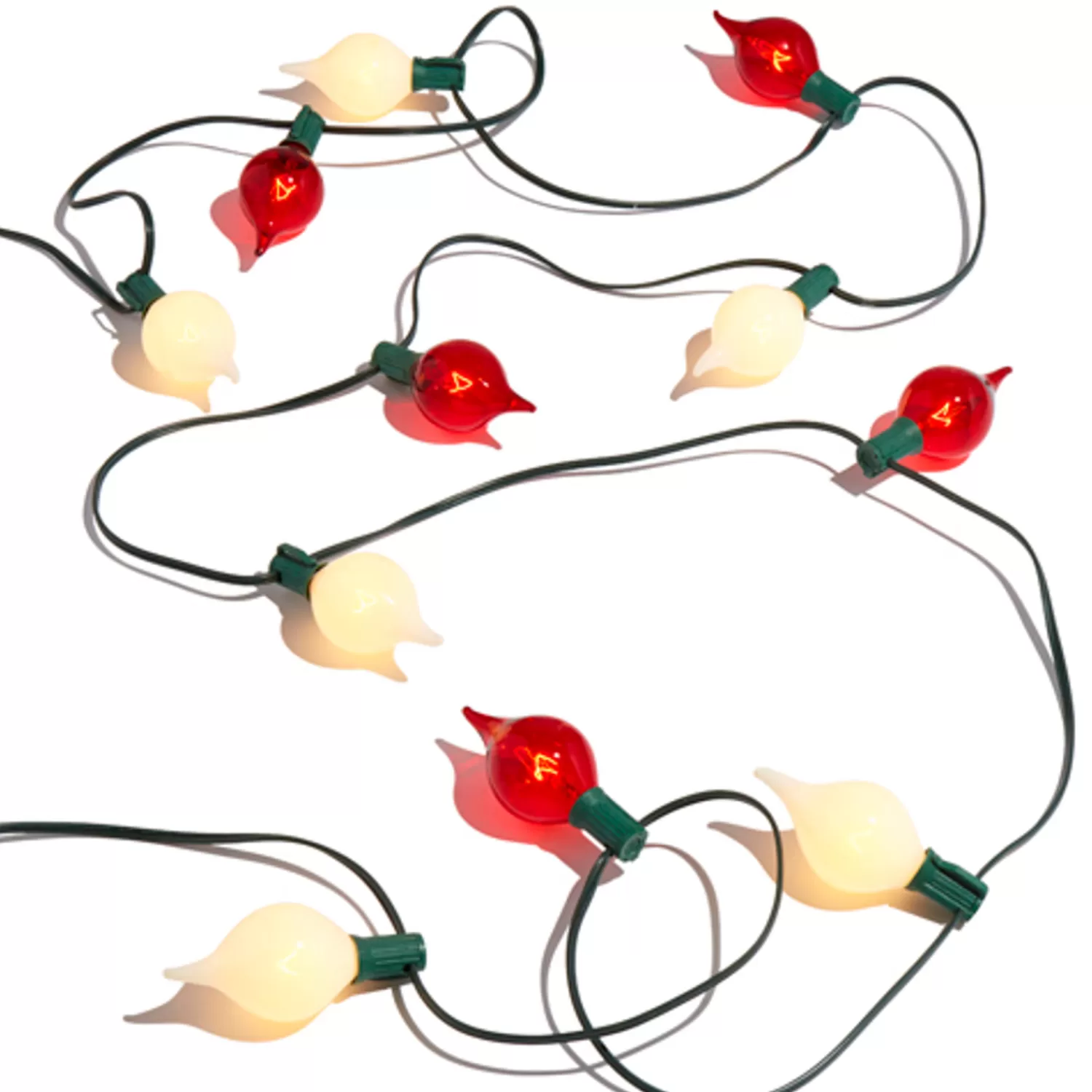 The Jolly Christmas Shop Holiday Cheers | The Candy Shop | Raz 14' Connectable Shiny Kismet String Lights With Red And White Lights On A Green Wire L4237025