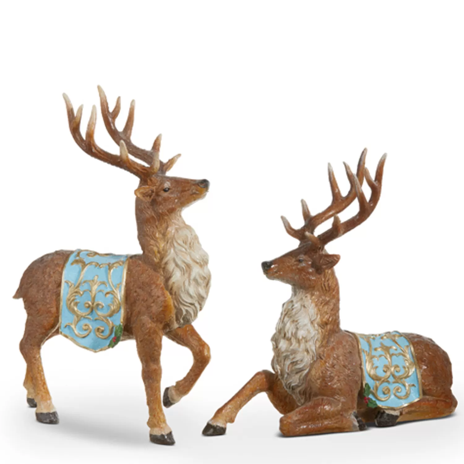 The Jolly Christmas Shop Celebrate The Season | Reindeer | Raz 14" Deer With Blue Saddle Blanket Set Of 2 4312143