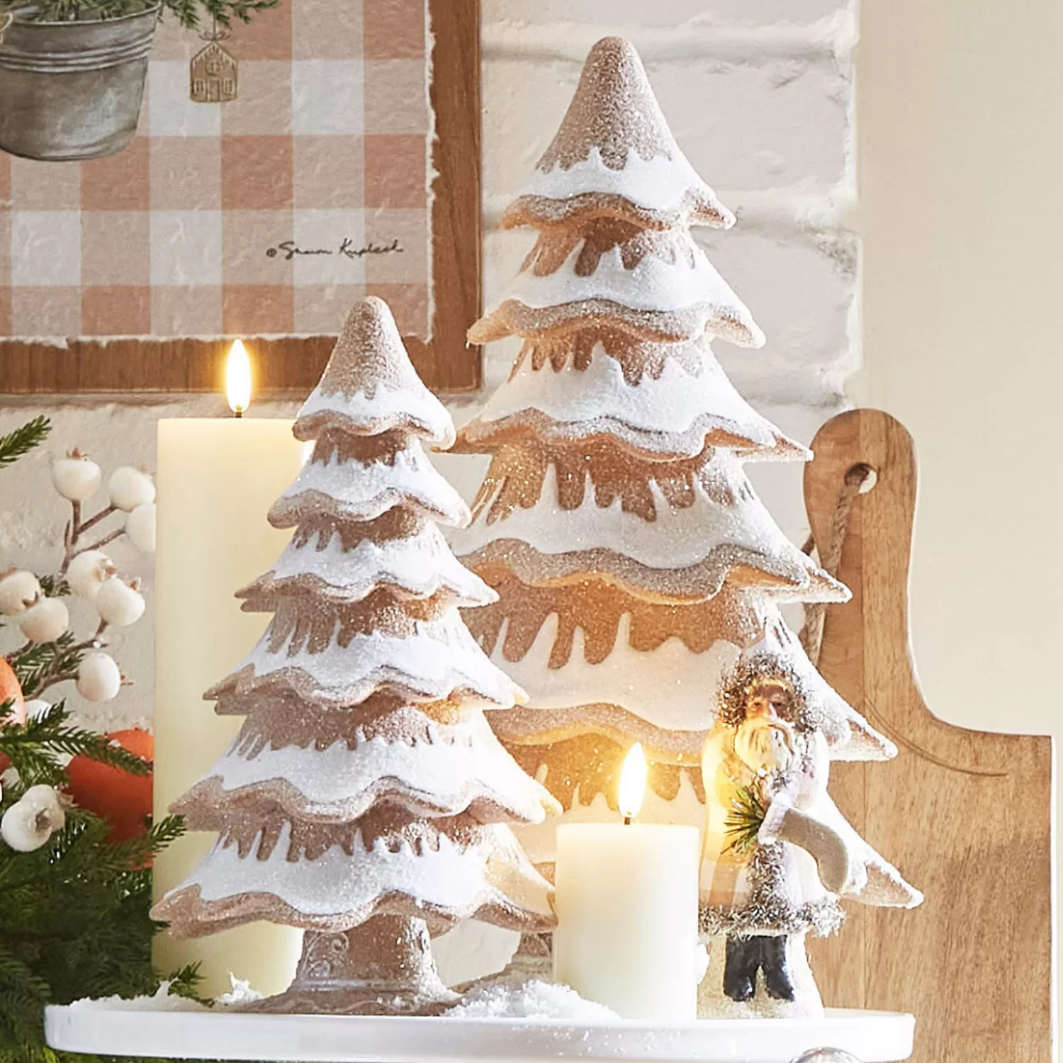 The Jolly Christmas Shop Jingle And Cocoa | Gingerbread | Raz 14" Gingerbread Tree Christmas Figure Set Of 2 4457628