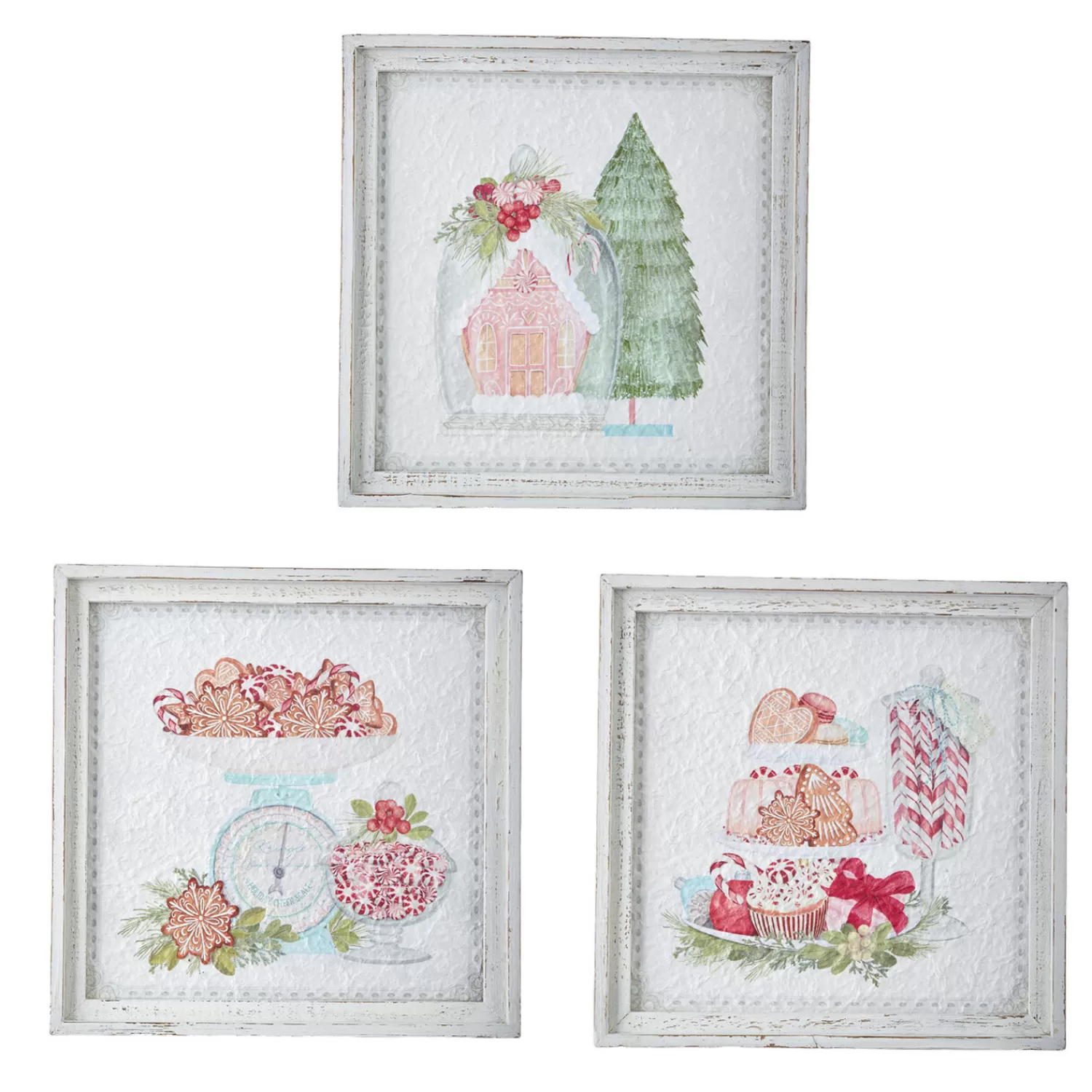 The Jolly Christmas Shop Jingle And Cocoa | Tinsel Town | Raz 14" Peppermint Parlor Textured Paper Framed Christmas Wall Art 4159152